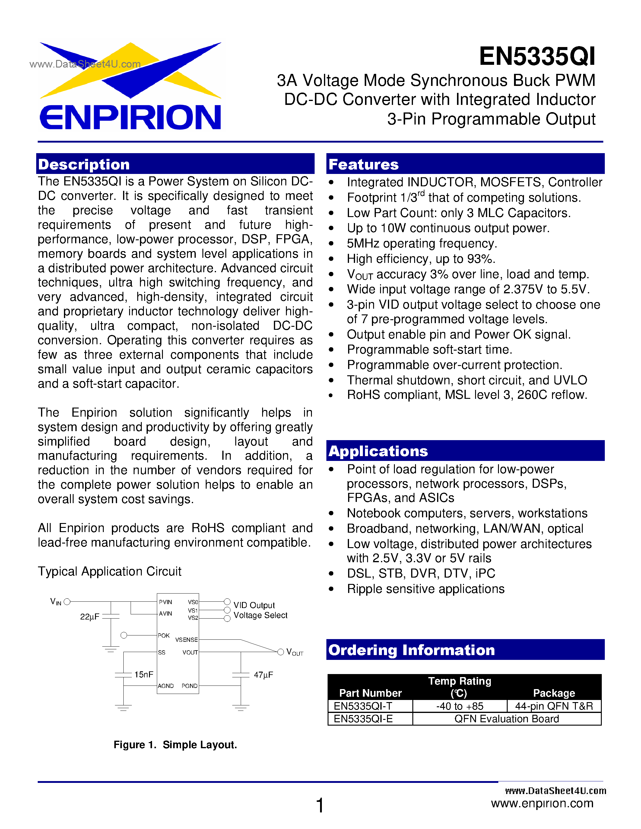 Даташит EN5335QI - 3 Amp Buck Converter страница 1