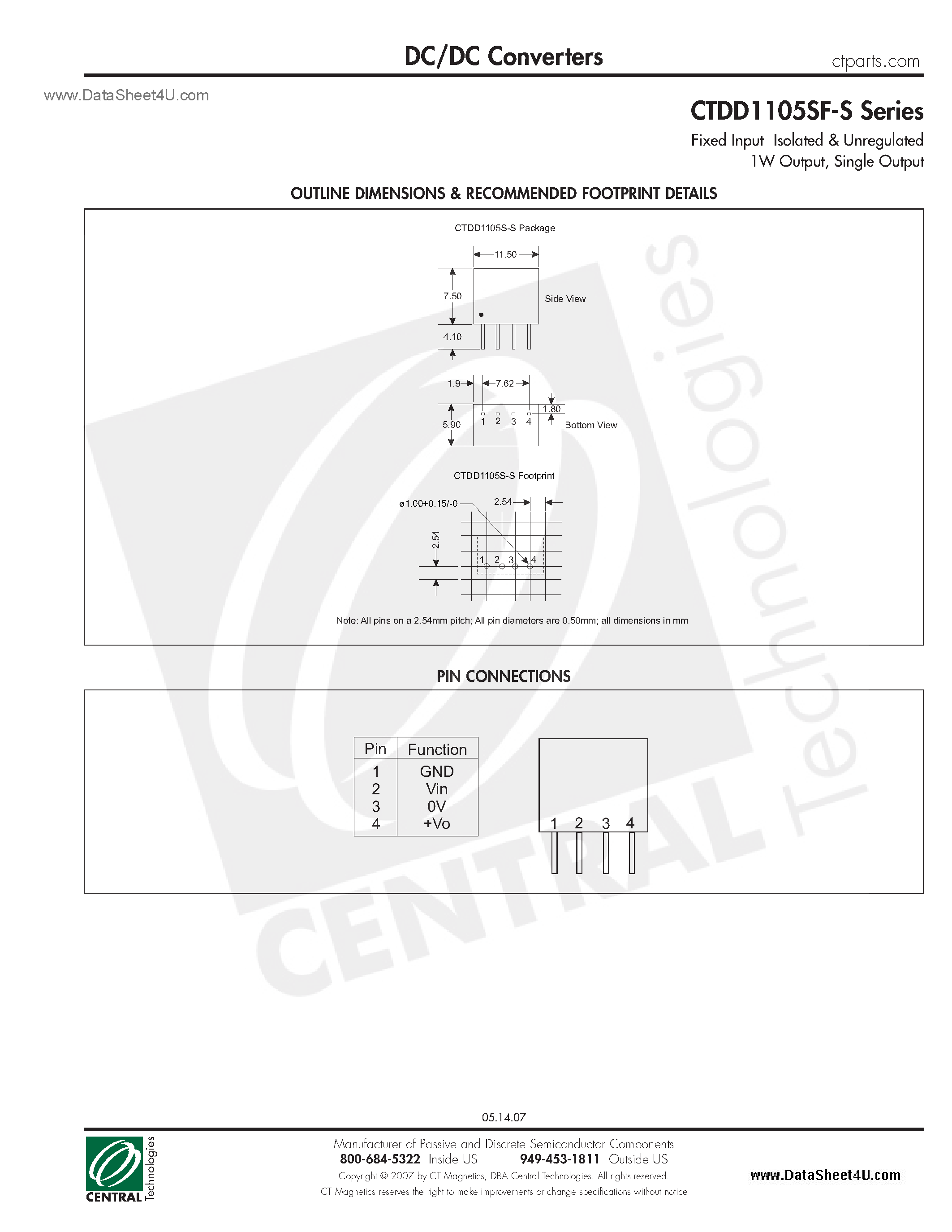 Datasheet CTDD1105SF-S page 2 Datasheet CTDD1105SF-S - DC/DC Converters page 2