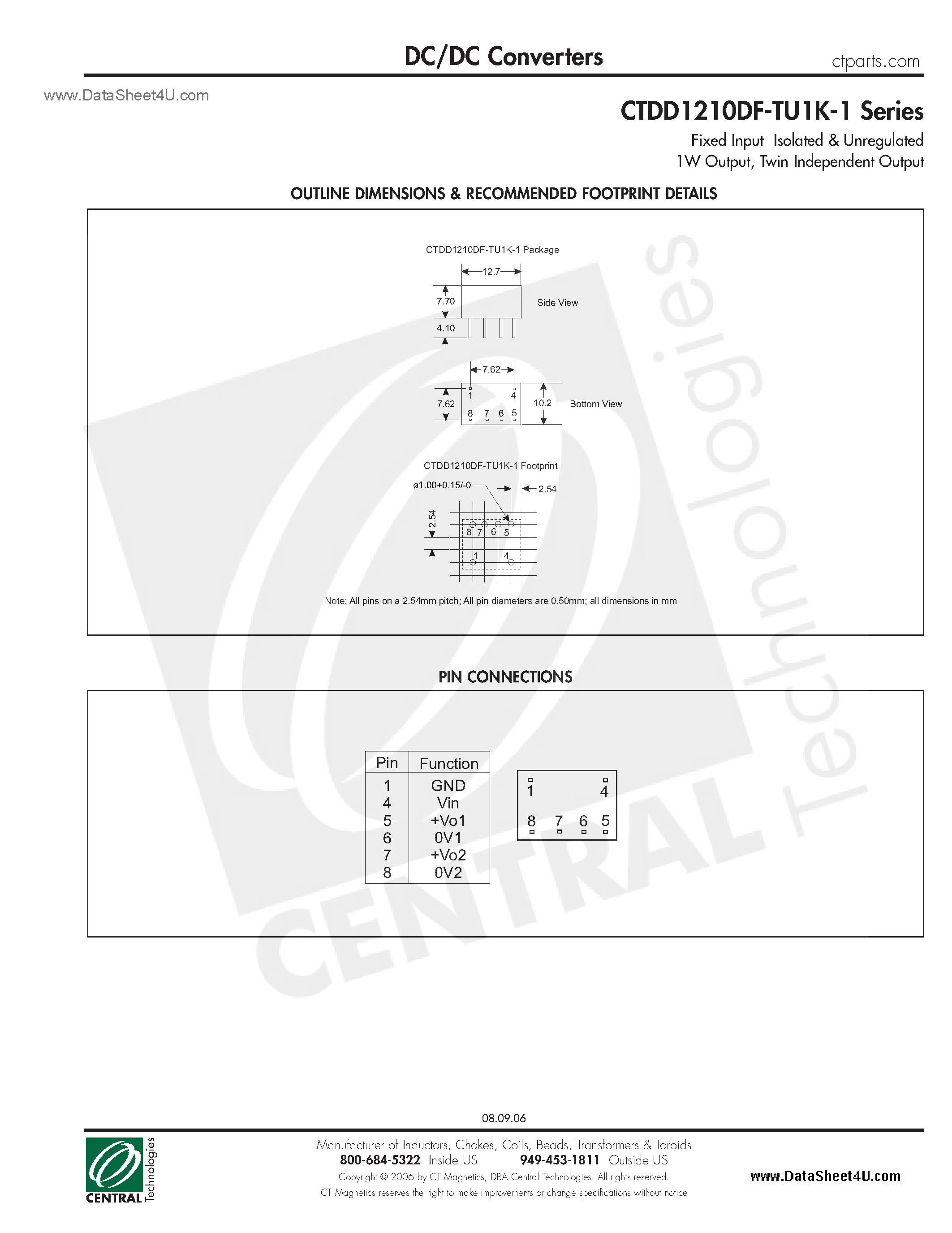 Даташит CTDD1210DF-TU1K-1 - DC/DC Converters страница 2