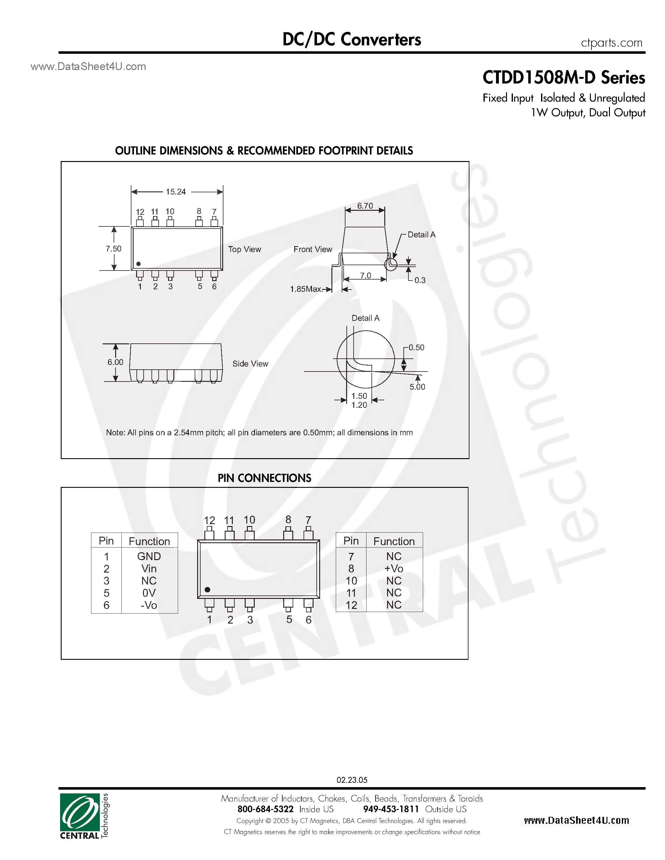 Даташит CTDD1508M-D - DC/DC Converters страница 2
