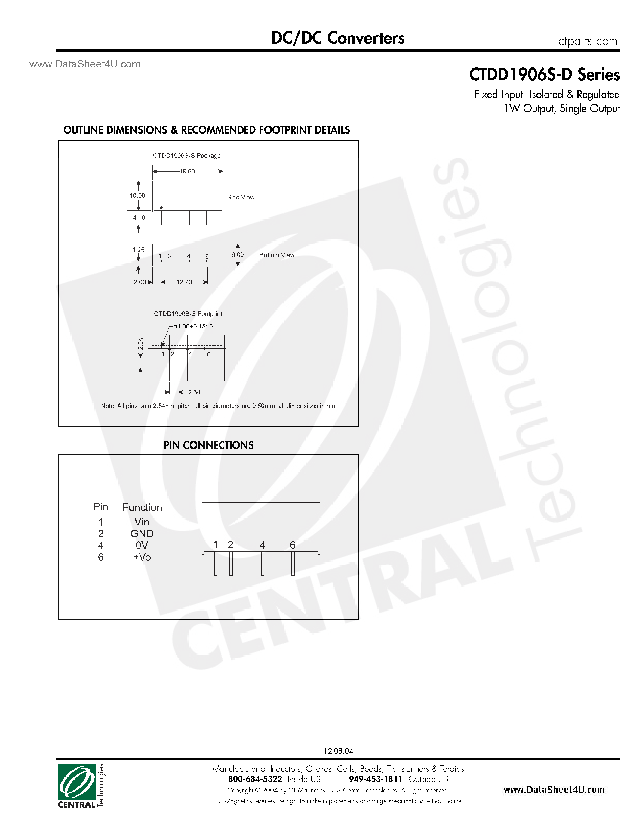 Datasheet CTDD1906S-S - DC/DC Converters page 2