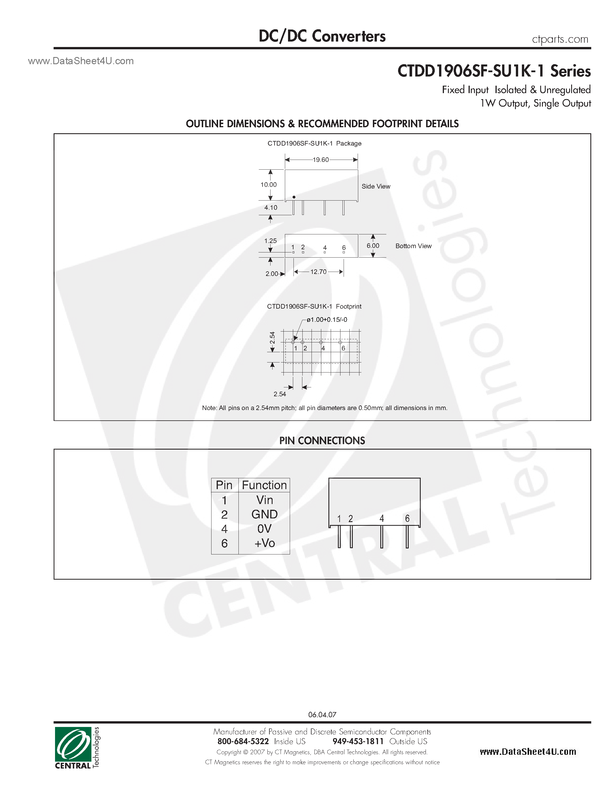 Даташит CTDD1906SF-SU1K-1 - DC/DC Converters страница 2
