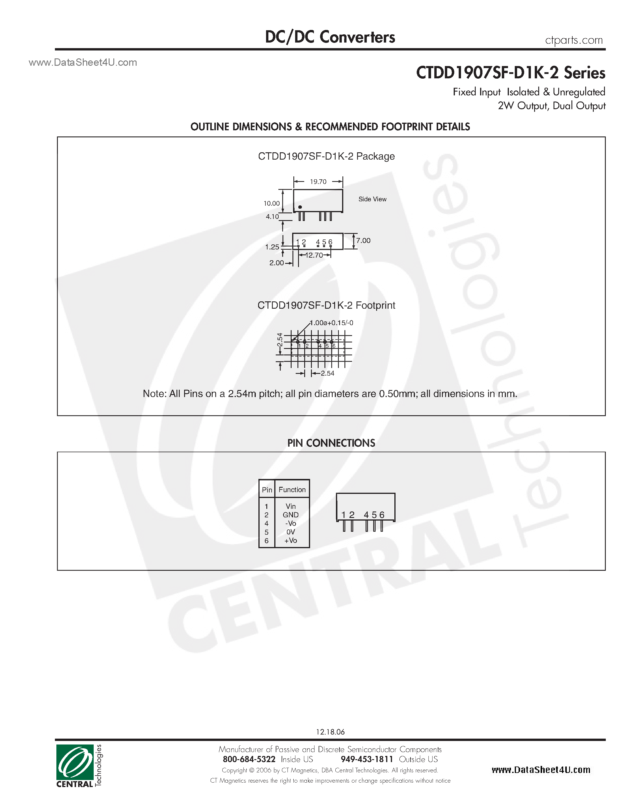 Datasheet CTDD1907SF-D1K-2 - DC/DC Converters page 2