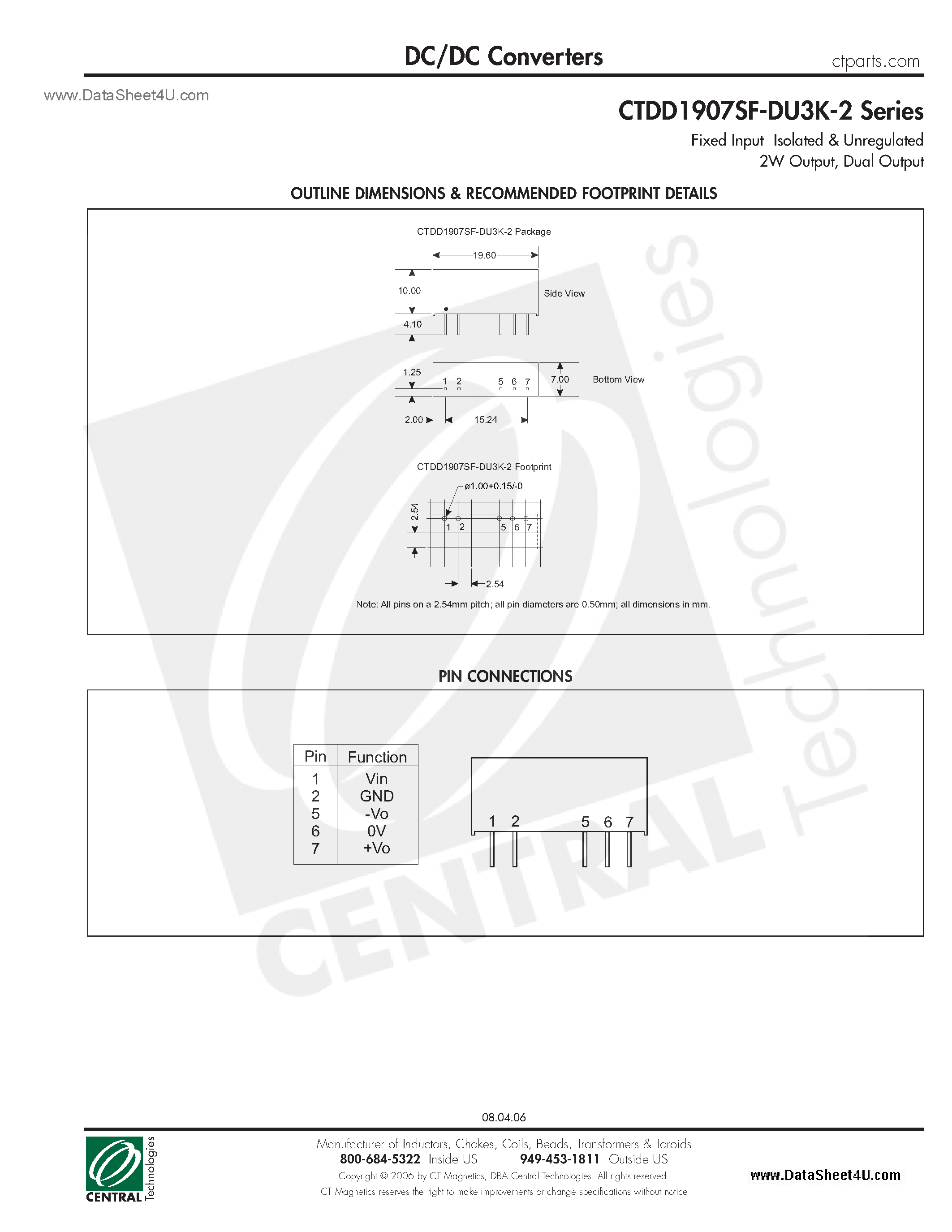 Datasheet CTDD1907SF-DU3K-2 - DC/DC Converters page 2