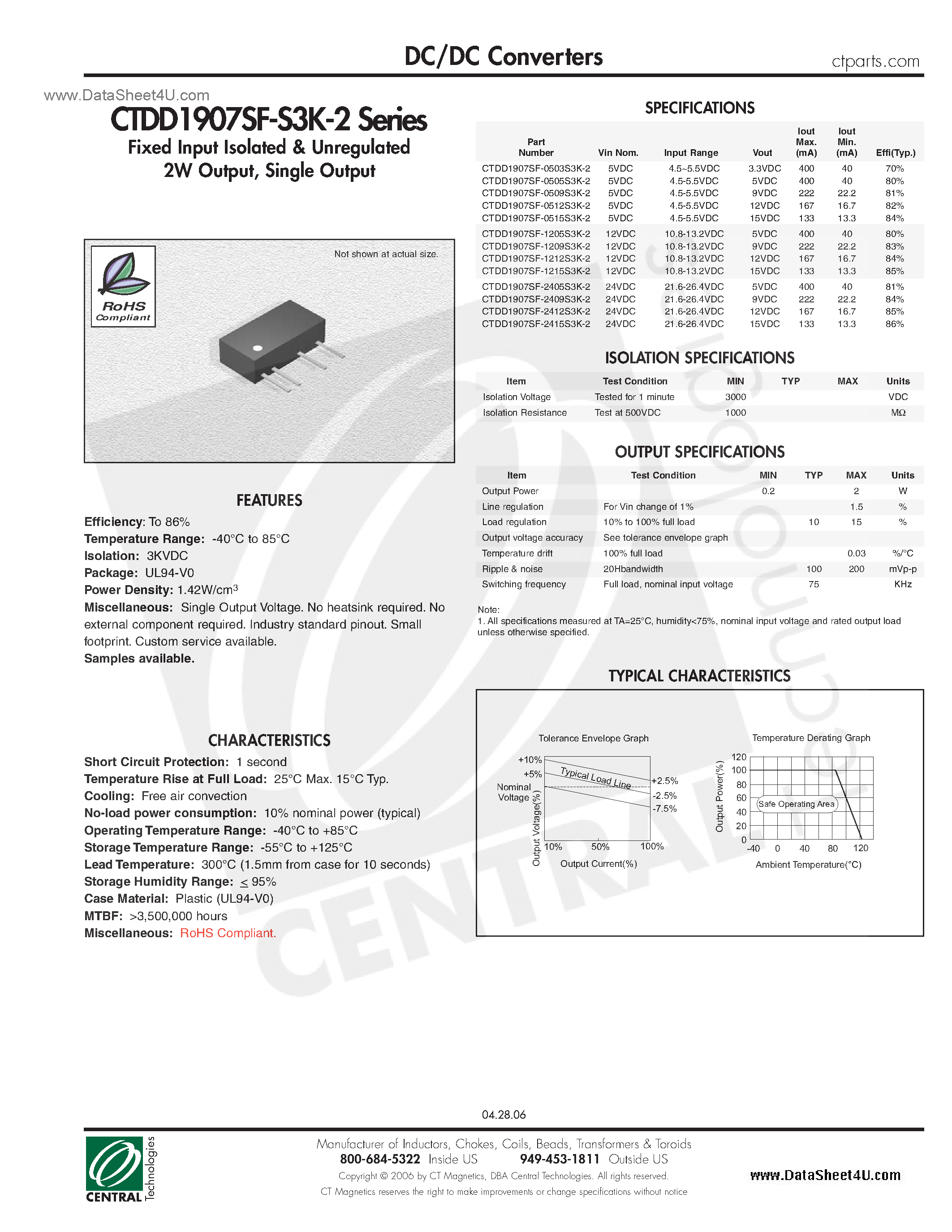 Datasheet CTDD1907SF-S3K-2 - DC/DC Converters page 1