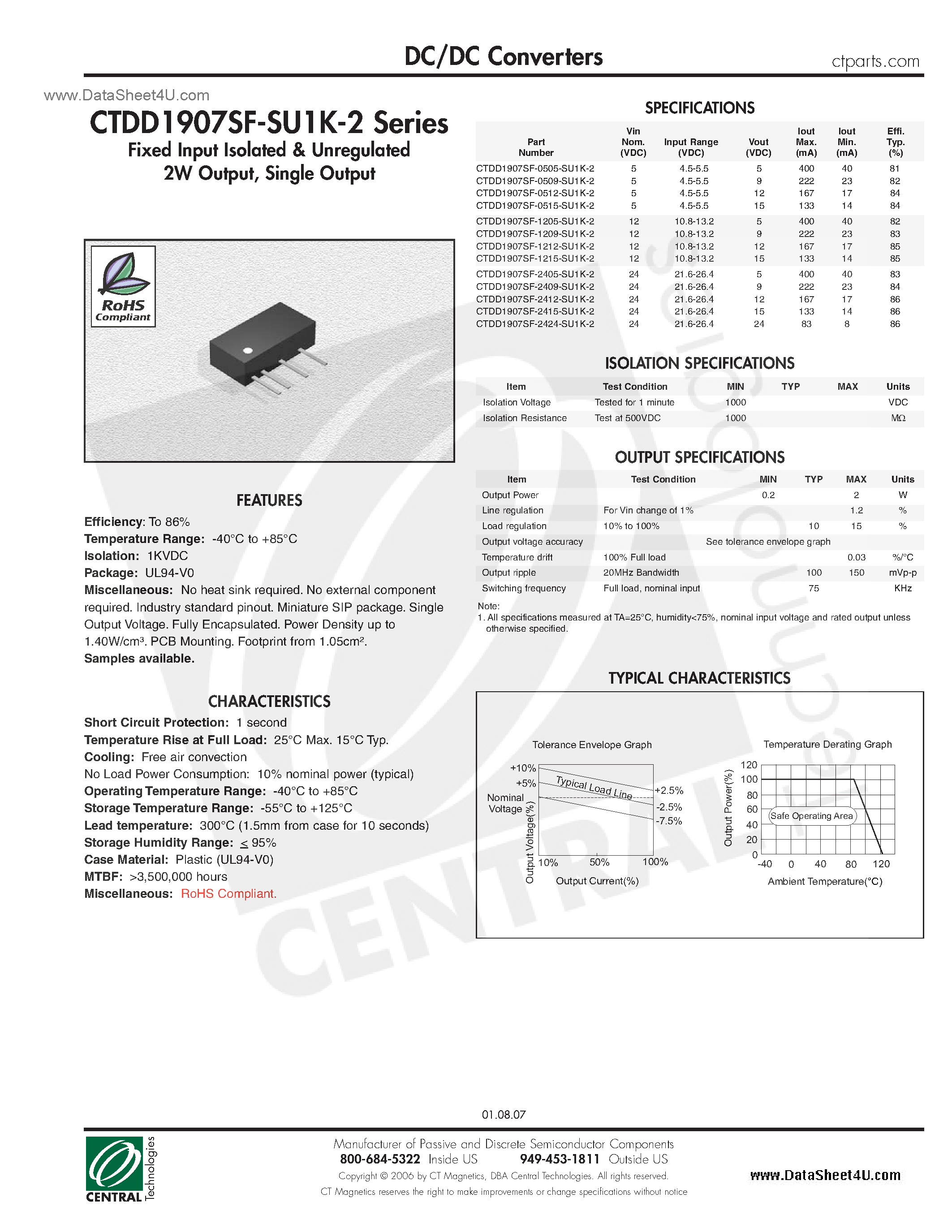 Datasheet CTDD1907SF-SU1K-2 - DC/DC Converters page 1