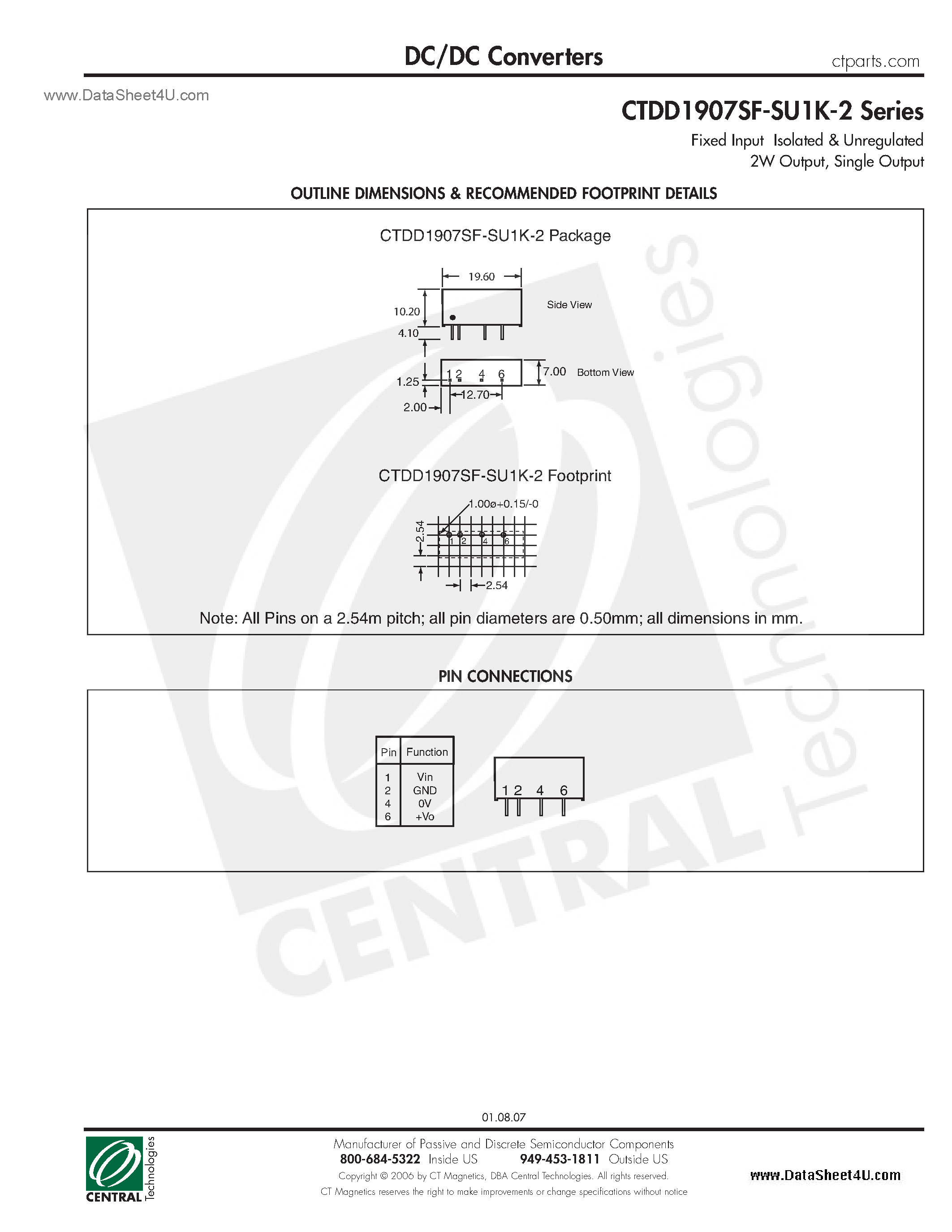 Datasheet CTDD1907SF-SU1K-2 - DC/DC Converters page 2