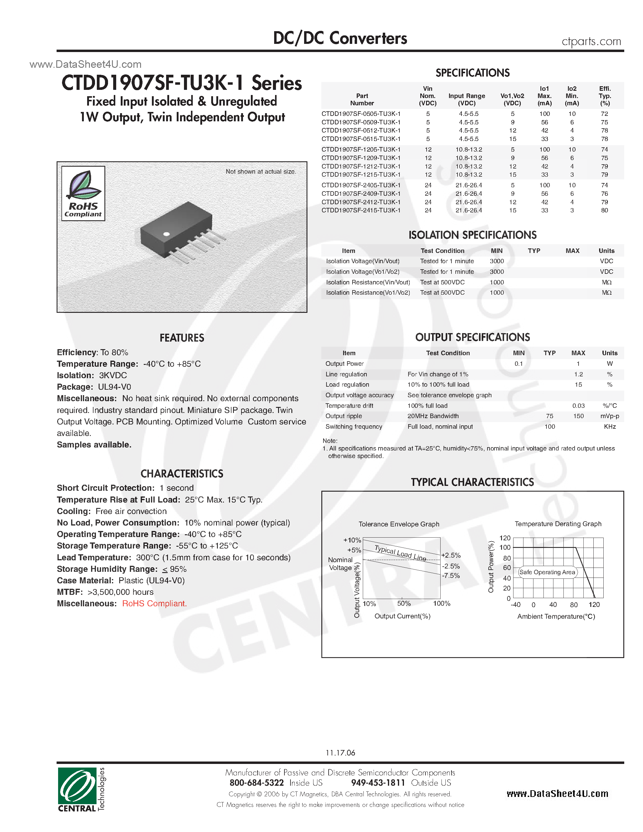 Даташит CTDD1907SF-TU3K-1 - DC/DC Converters страница 1
