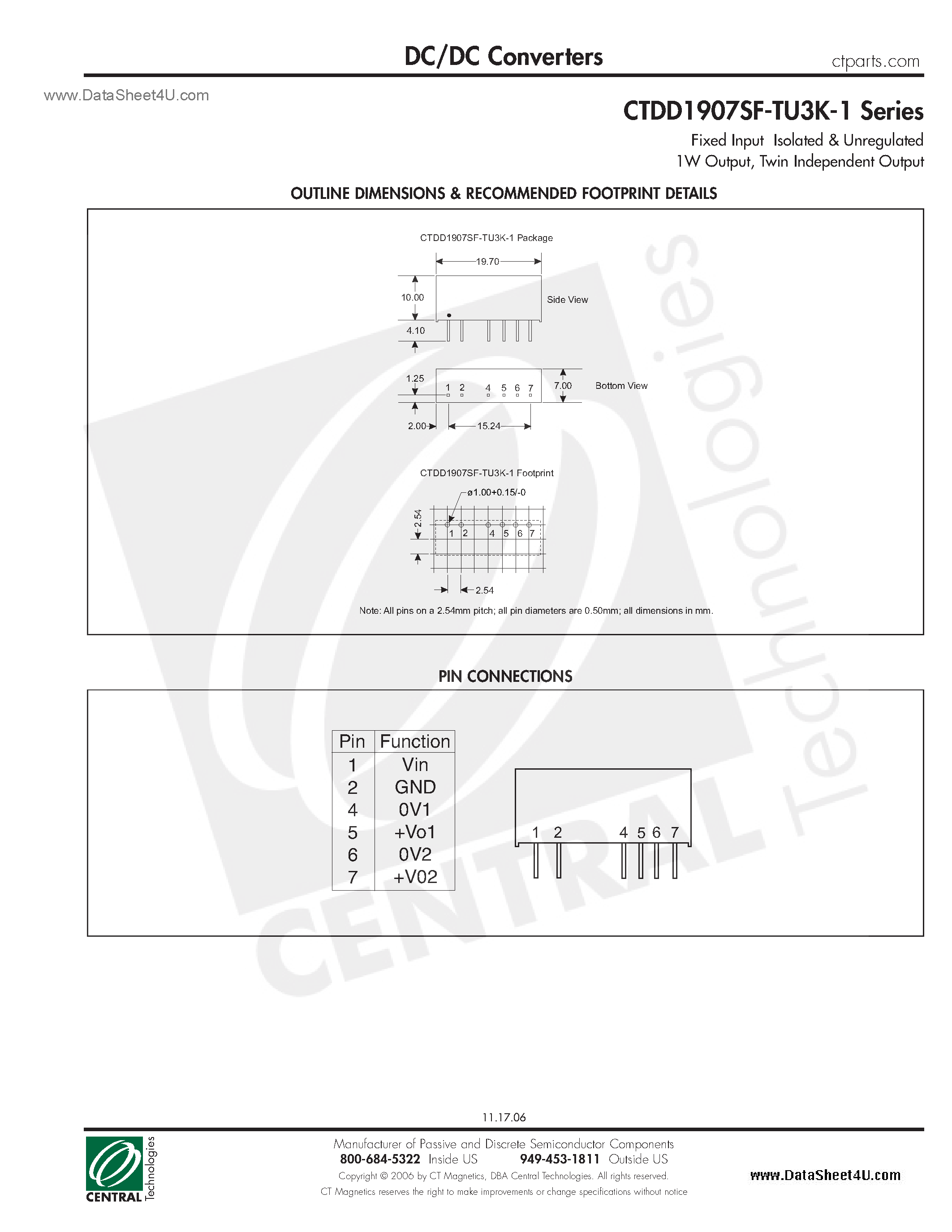 Даташит CTDD1907SF-TU3K-1 - DC/DC Converters страница 2