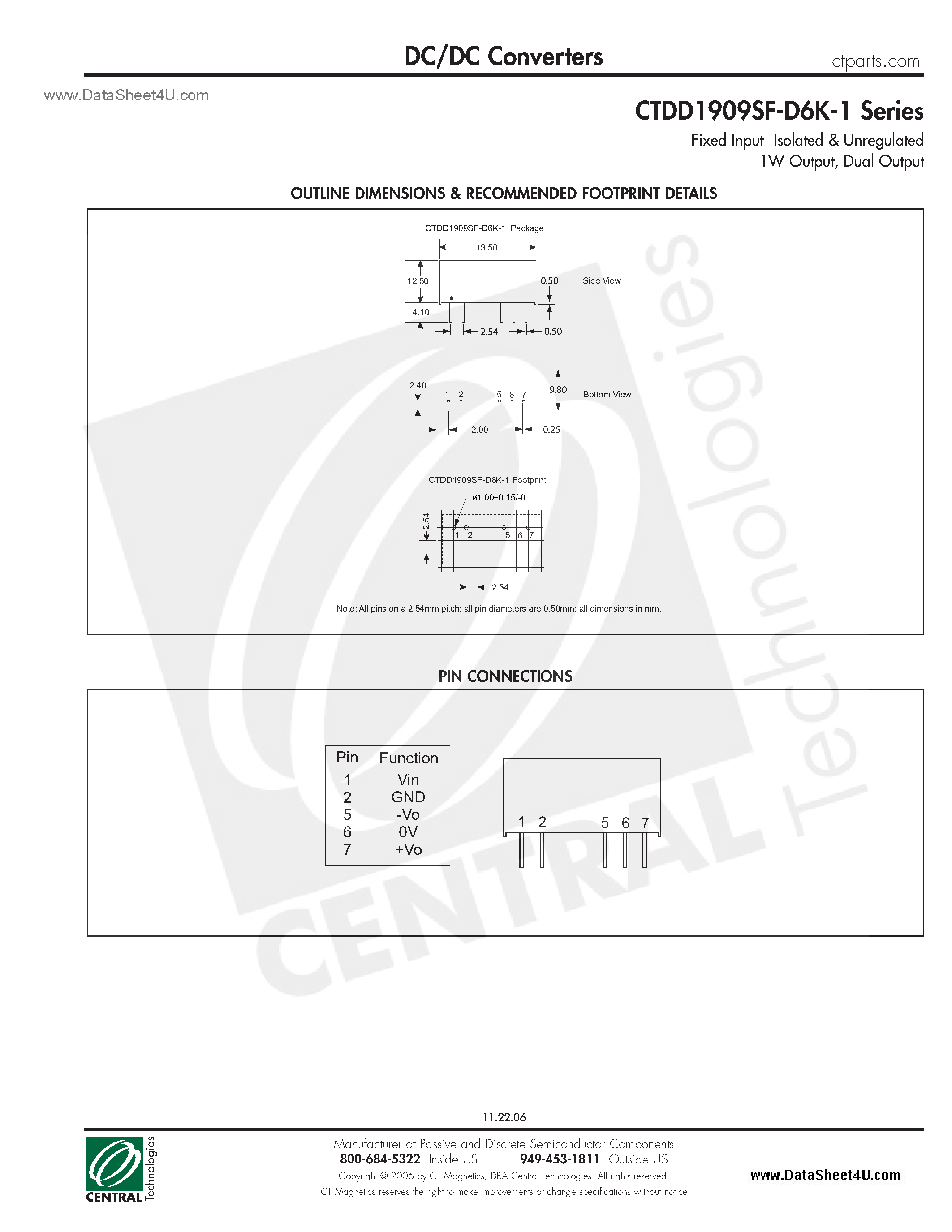 Даташит CTDD1909SF-D6K-1 - DC/DC Converters страница 2