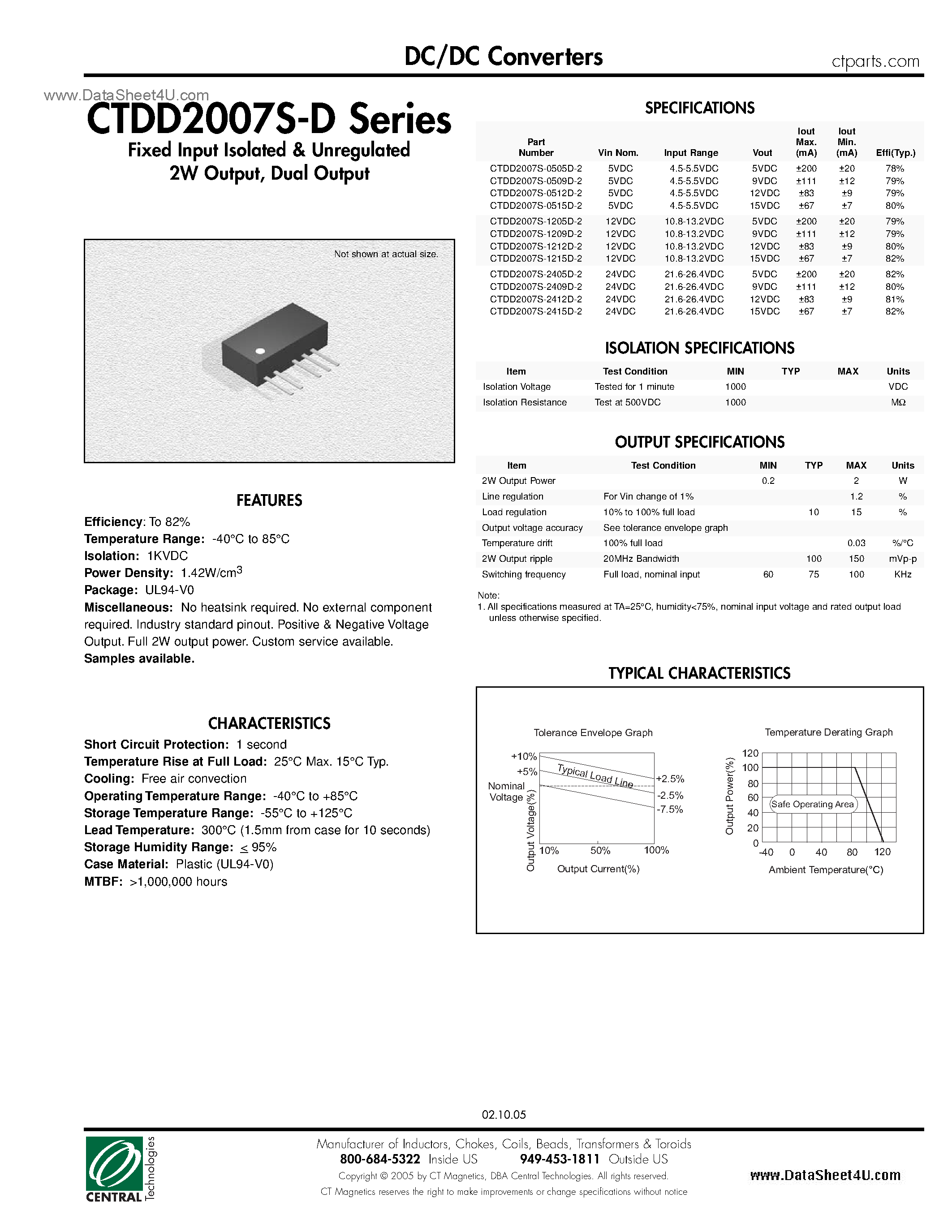 Даташит на микросхему CTDD2007S-D страница 1 Даташит CTDD2007S-D - DC/DC Converters страница 1
