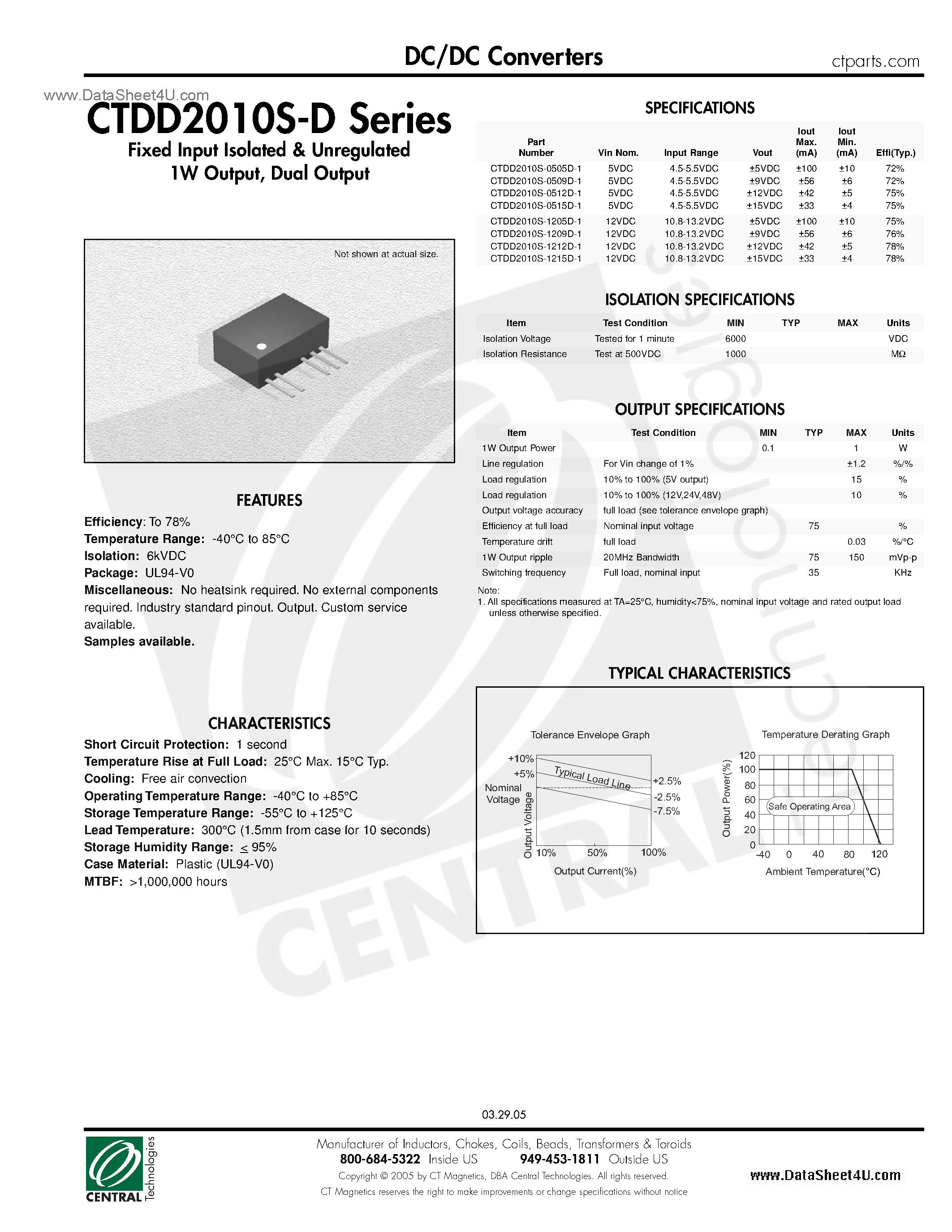 Даташит на микросхему CTDD2010S-D страница 1 Даташит CTDD2010S-D - DC/DC Converters страница 1