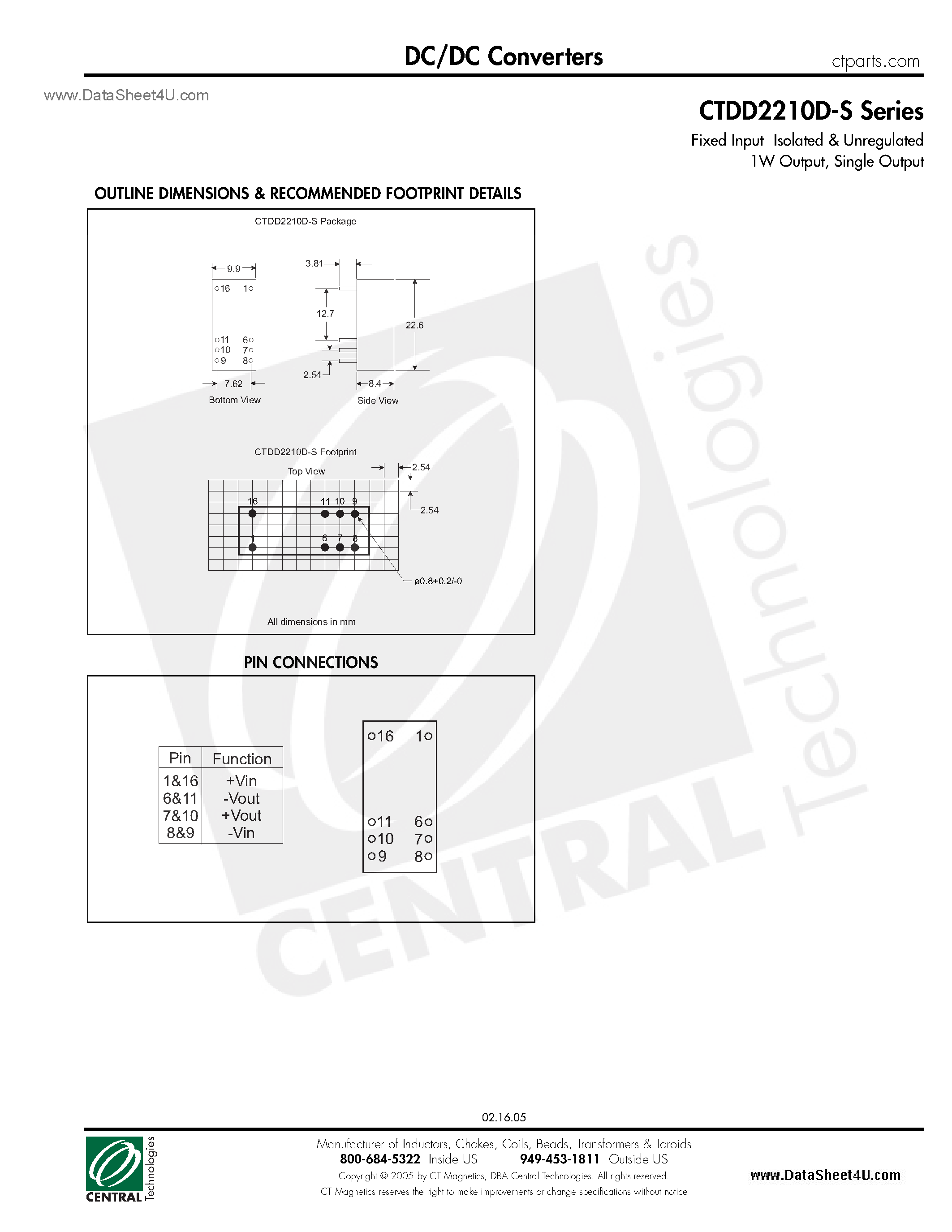 Datasheet CTDD2210D-S page 2 Datasheet CTDD2210D-S - DC/DC Converters page 2