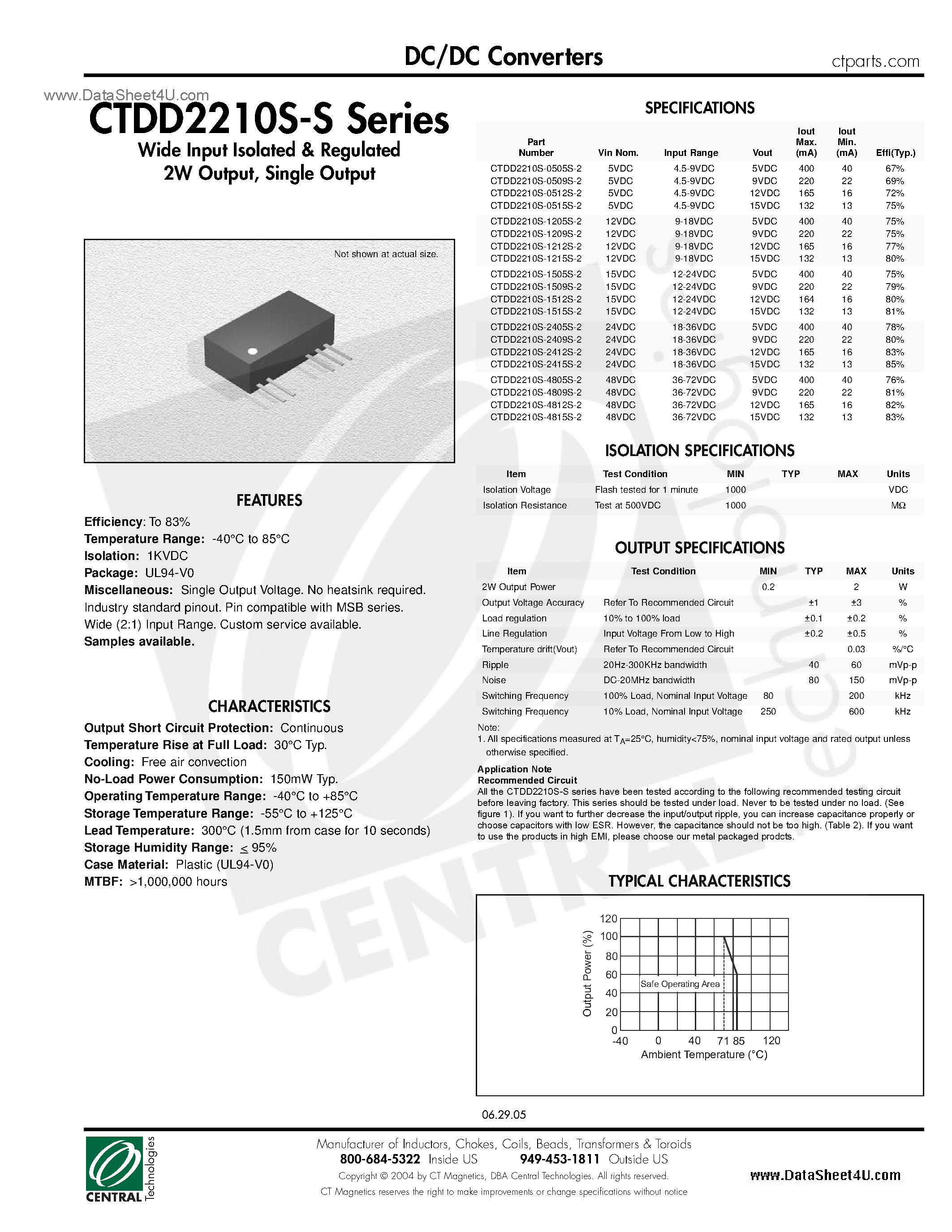 Datasheet CTDD2210S-S - DC/DC Converters page 1