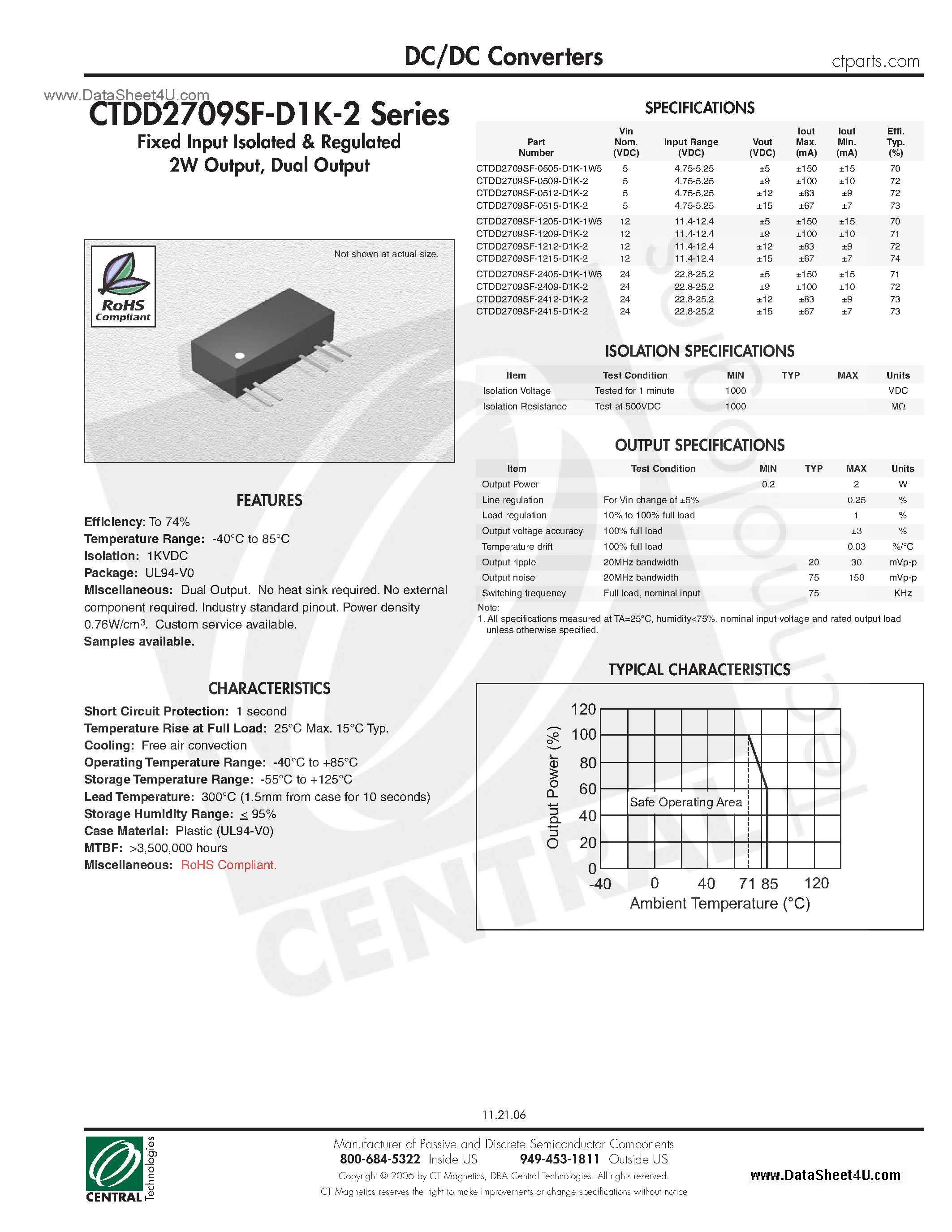 Datasheet CTDD2709SF-D1K-2 - DC/DC Converters page 1