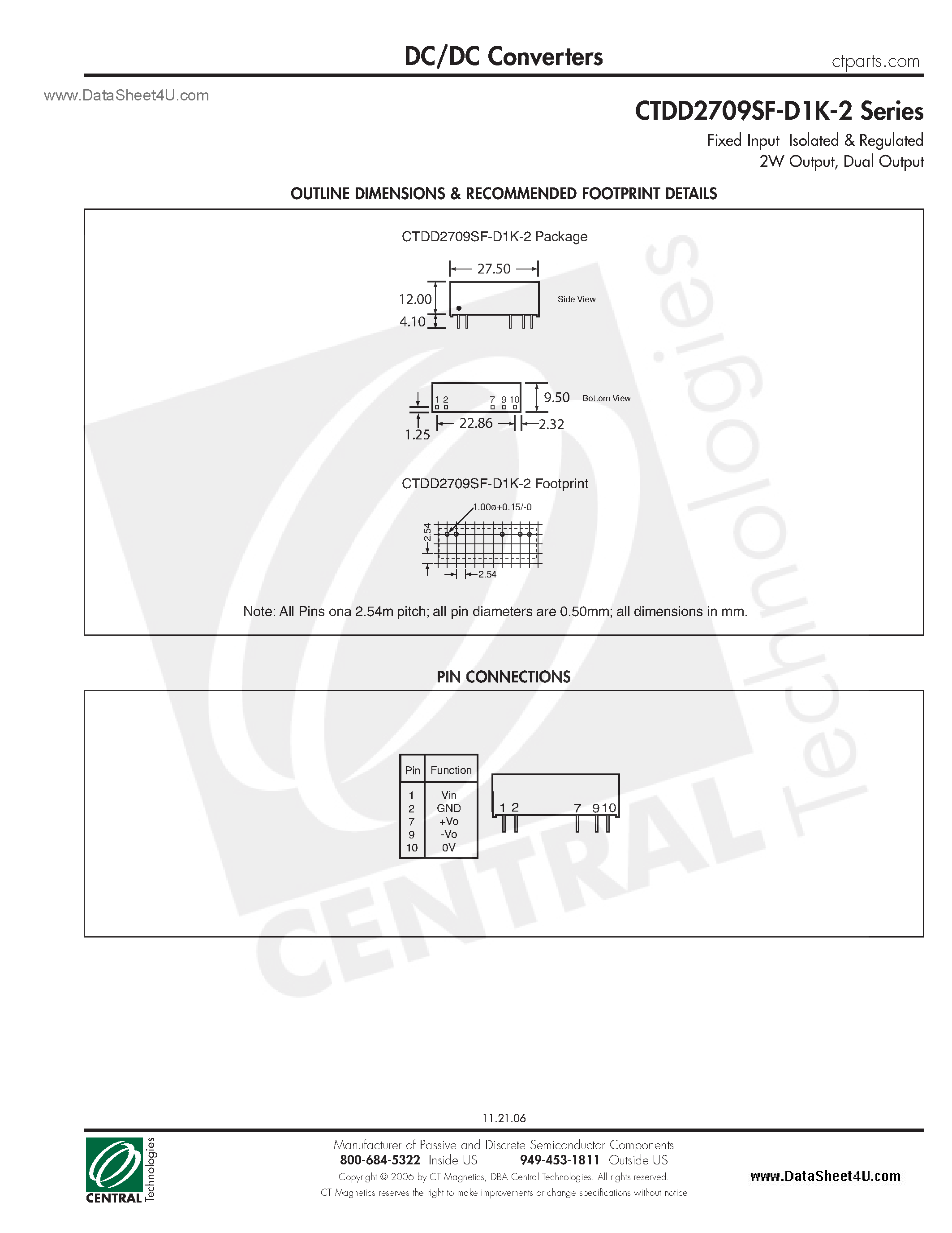 Datasheet CTDD2709SF-D1K-2 - DC/DC Converters page 2