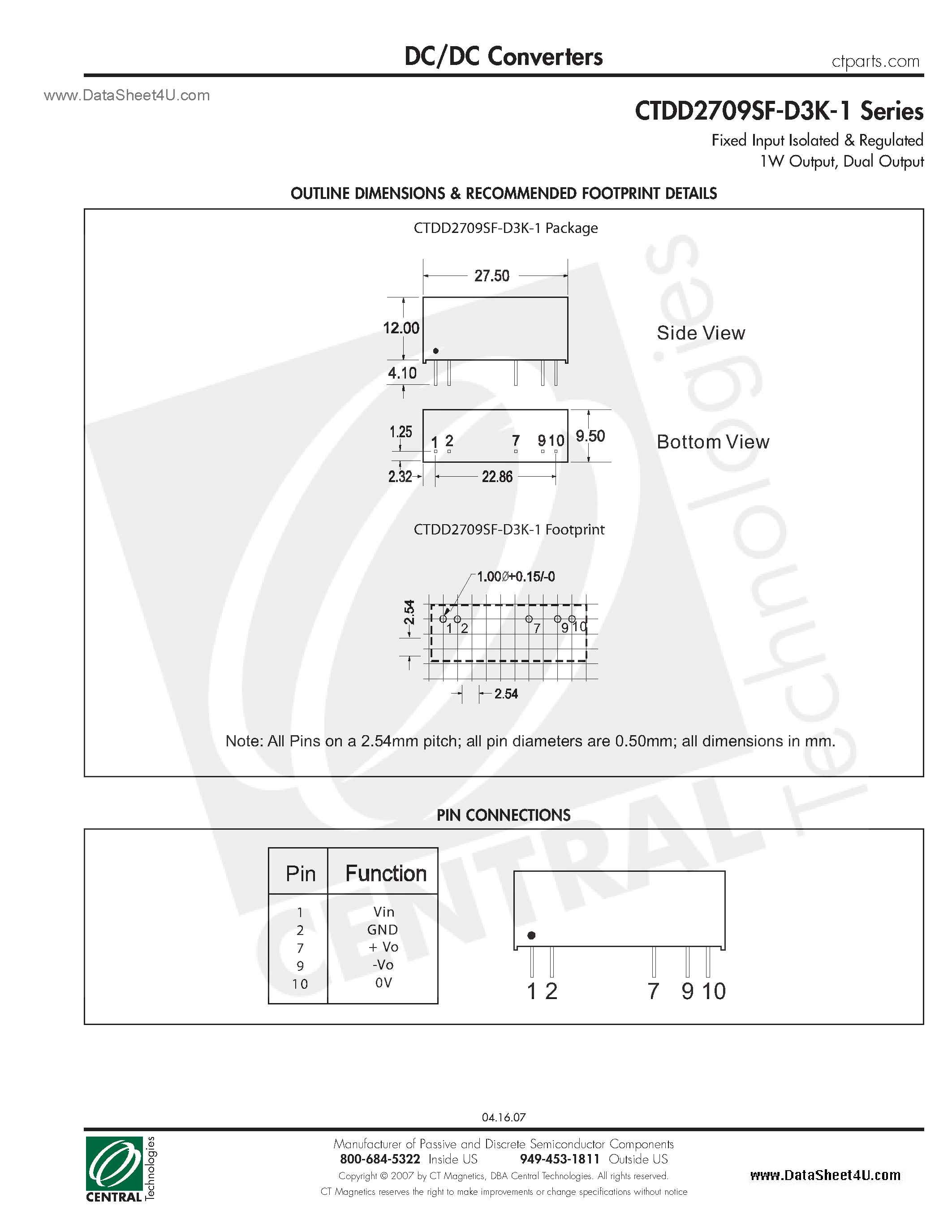 Даташит CTDD2709SF-D3K-1 - DC/DC Converters страница 2