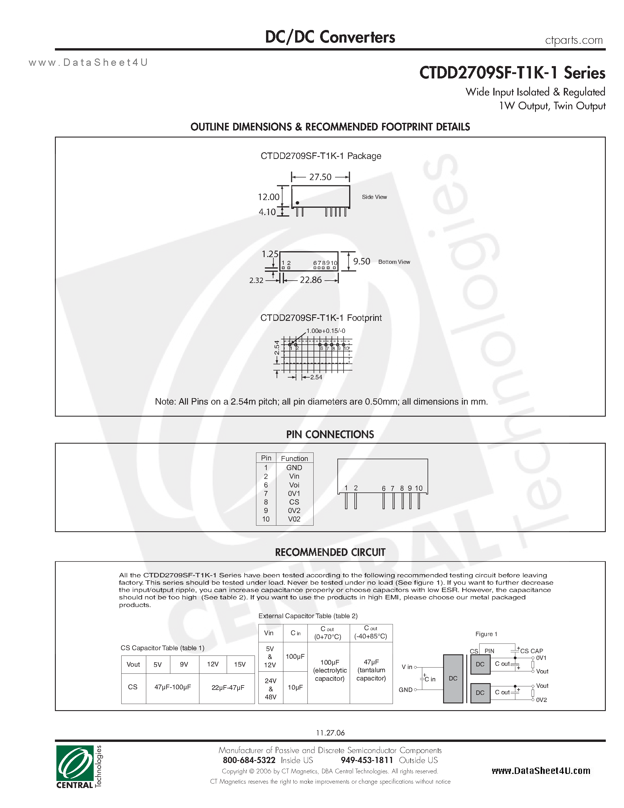 Даташит CTDD2709SF-T1K-1 - DC/DC Converters страница 2