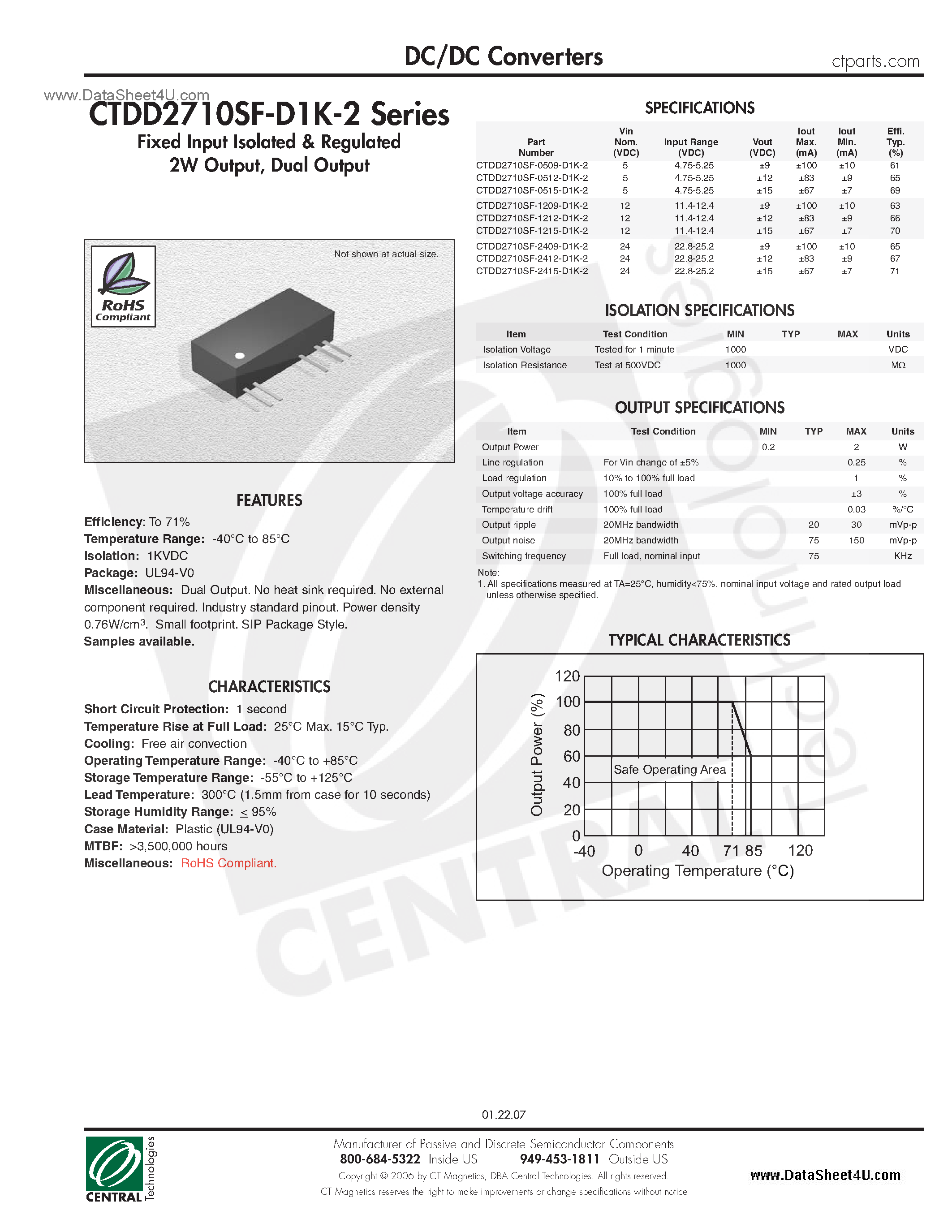 Datasheet CTDD2710SF-D1K-2 - DC/DC Converters page 1
