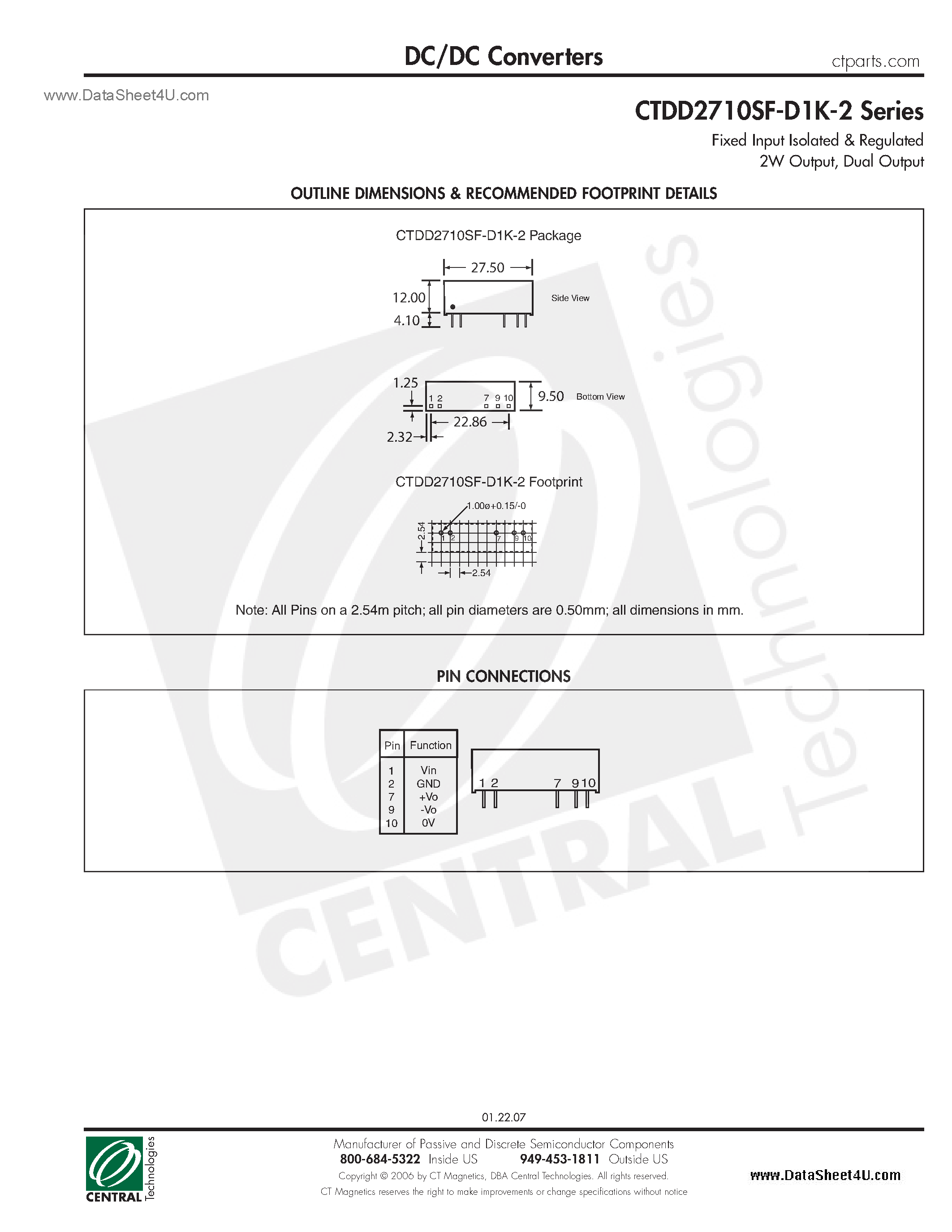 Datasheet CTDD2710SF-D1K-2 - DC/DC Converters page 2