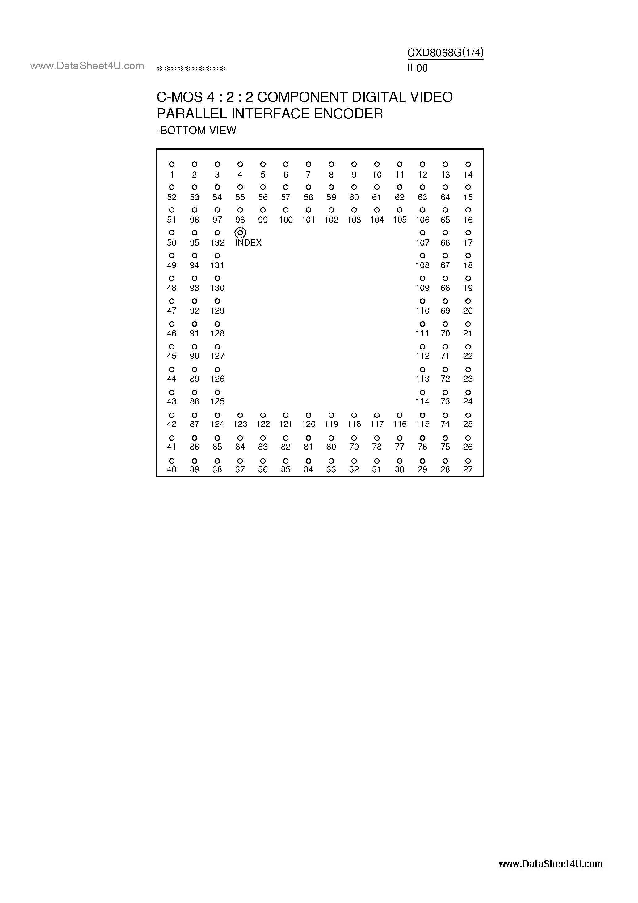 Datasheet CXD8068G - CMOS 4:2:2 Component Digital Video Parallel Interface Encoder page 1