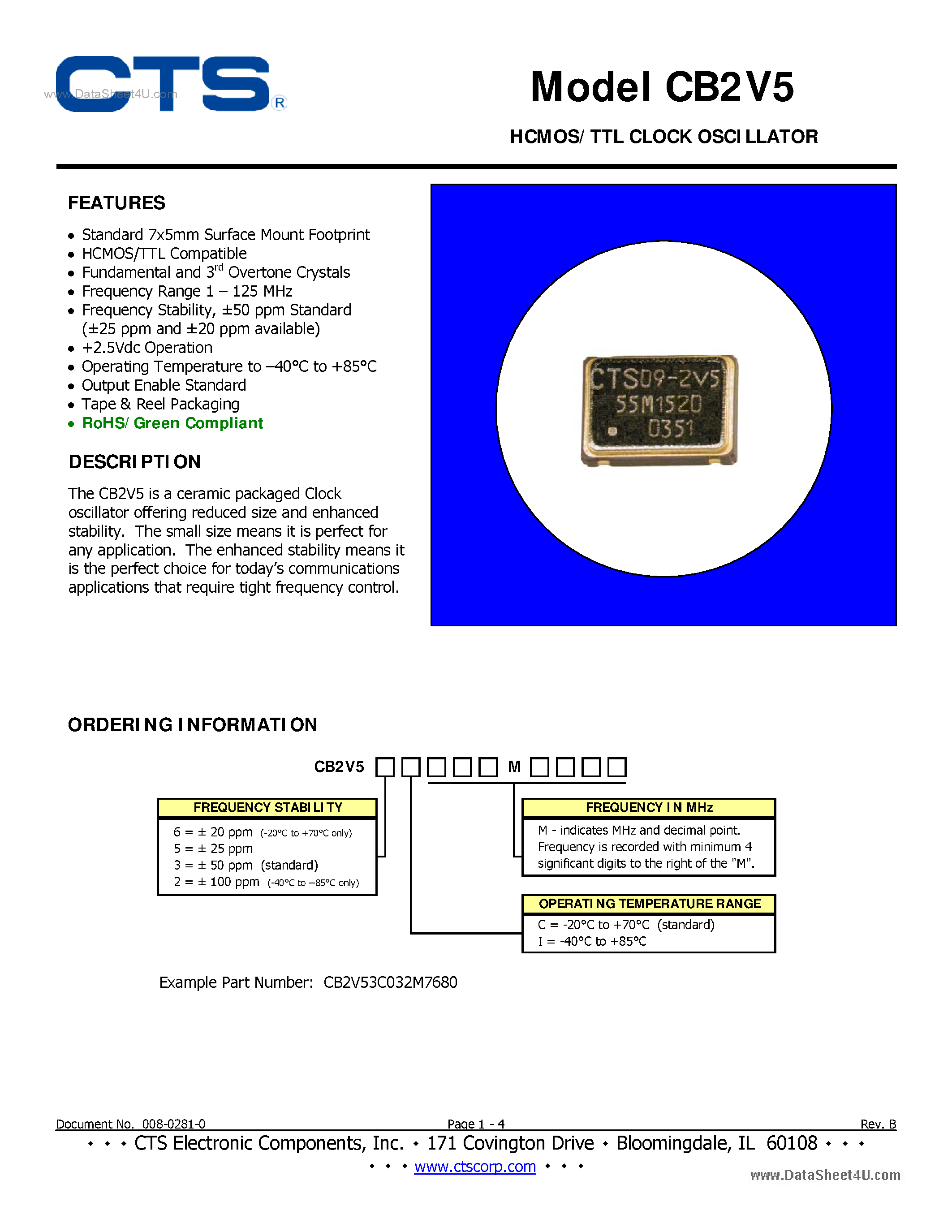 Datasheet CB2V5 - HCMOS/TTL CLOCK OSCILLATOR page 1