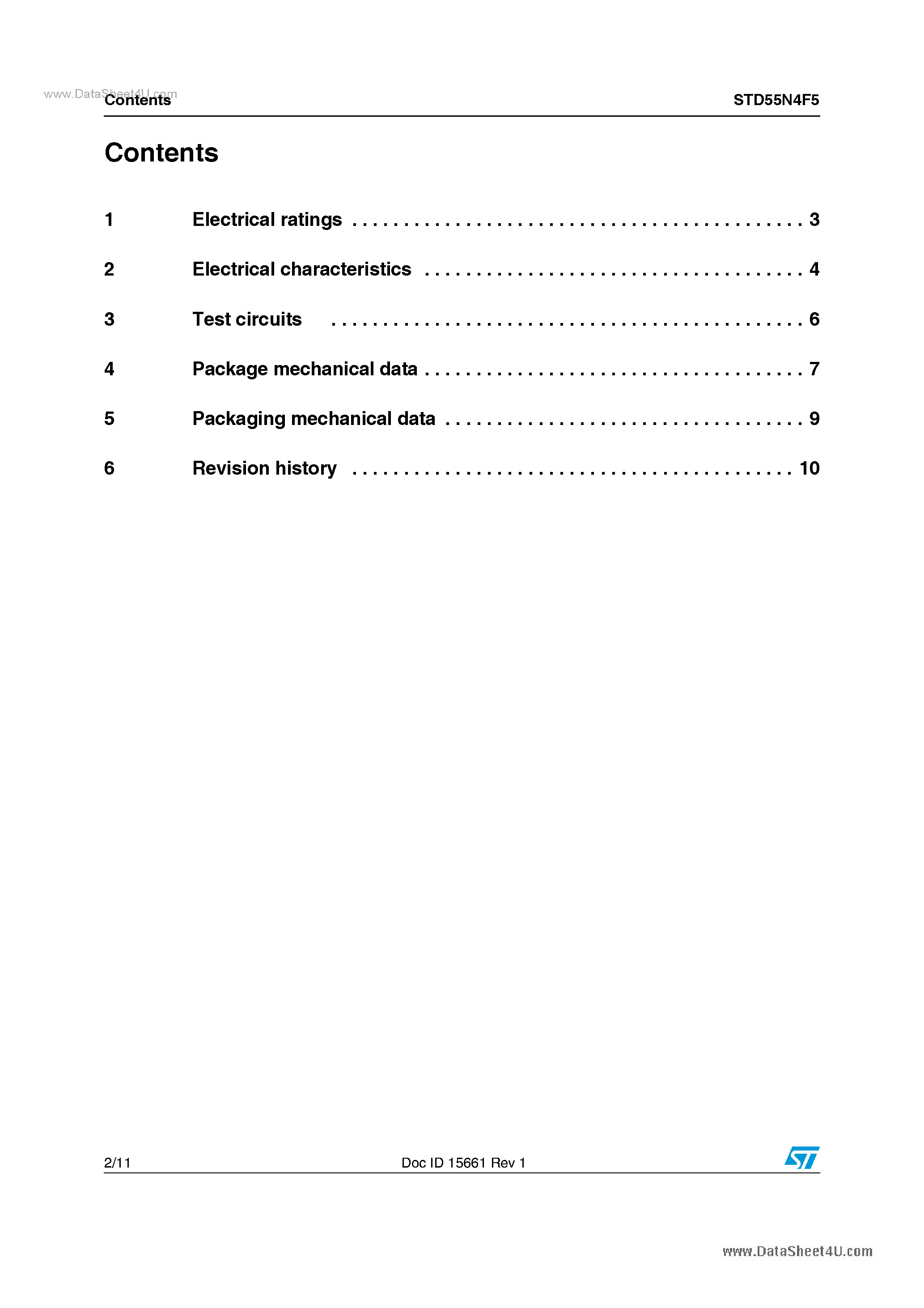 Datasheet STD55N4F5 - Power MOSFETs page 2