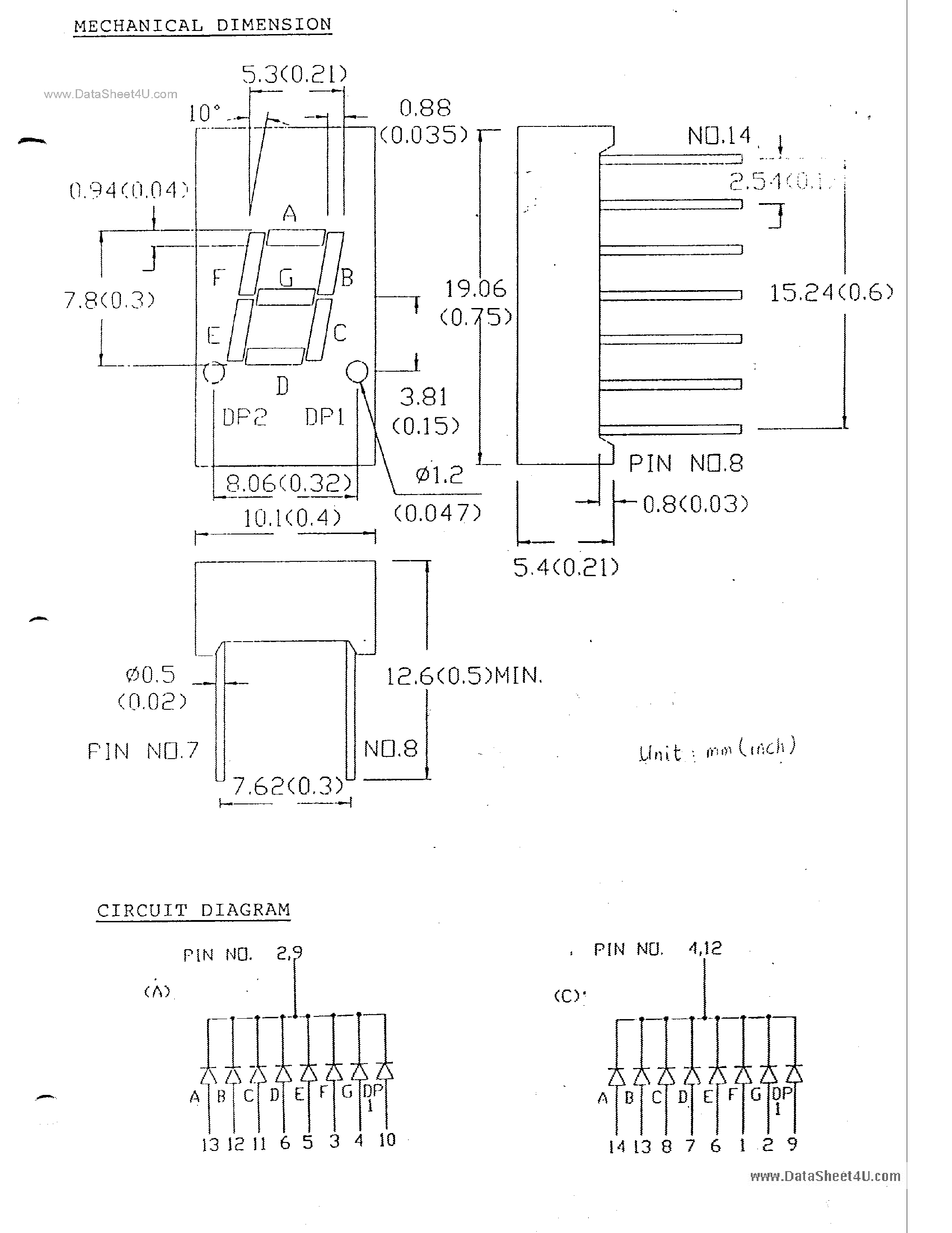 Datasheet MU131A - 0.3 SINGLE DIGIT NUMERIC DISPLAY page 2