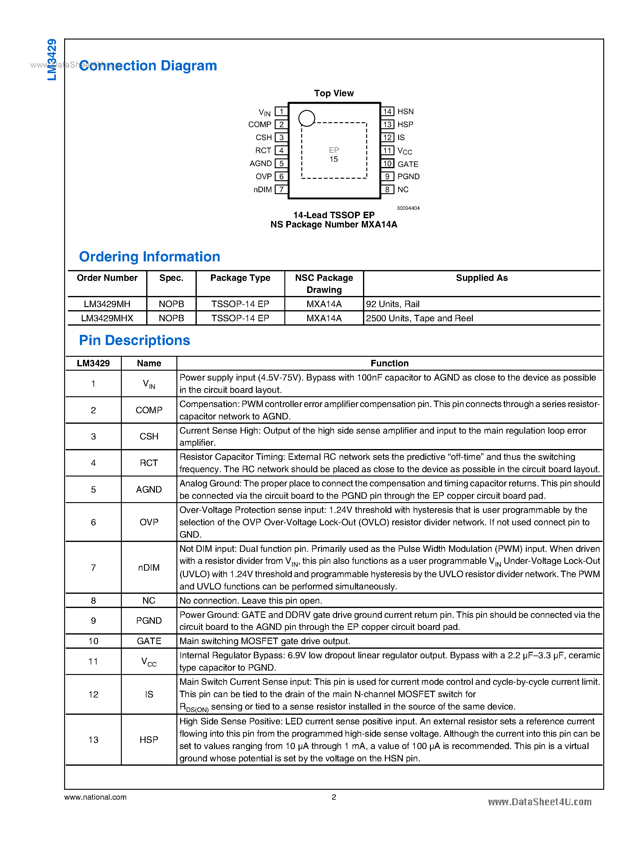 Datasheet LM3429 - N-Channel Controller page 2
