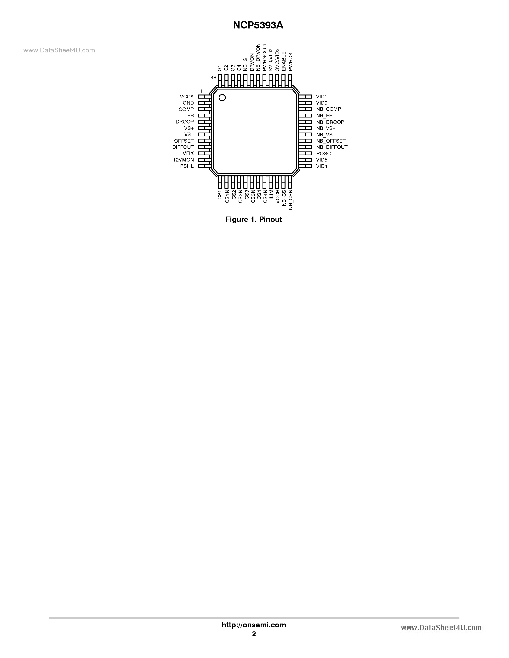 Datasheet NCP5393A - 2/3/4-Phase Controller page 2