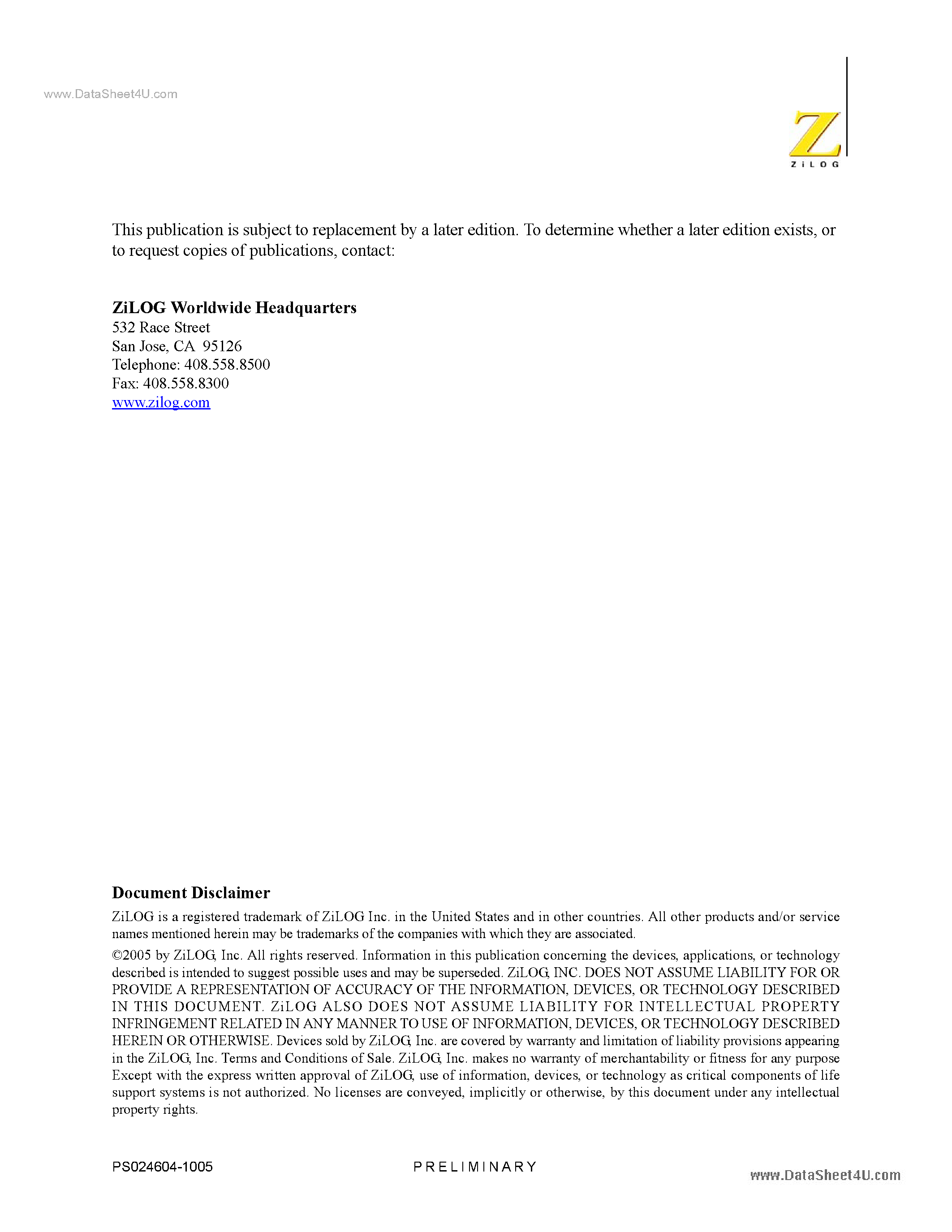 Datasheet Z8FMC16100 - Z8 Encore!-R Motor Control Flash MCUs page 2