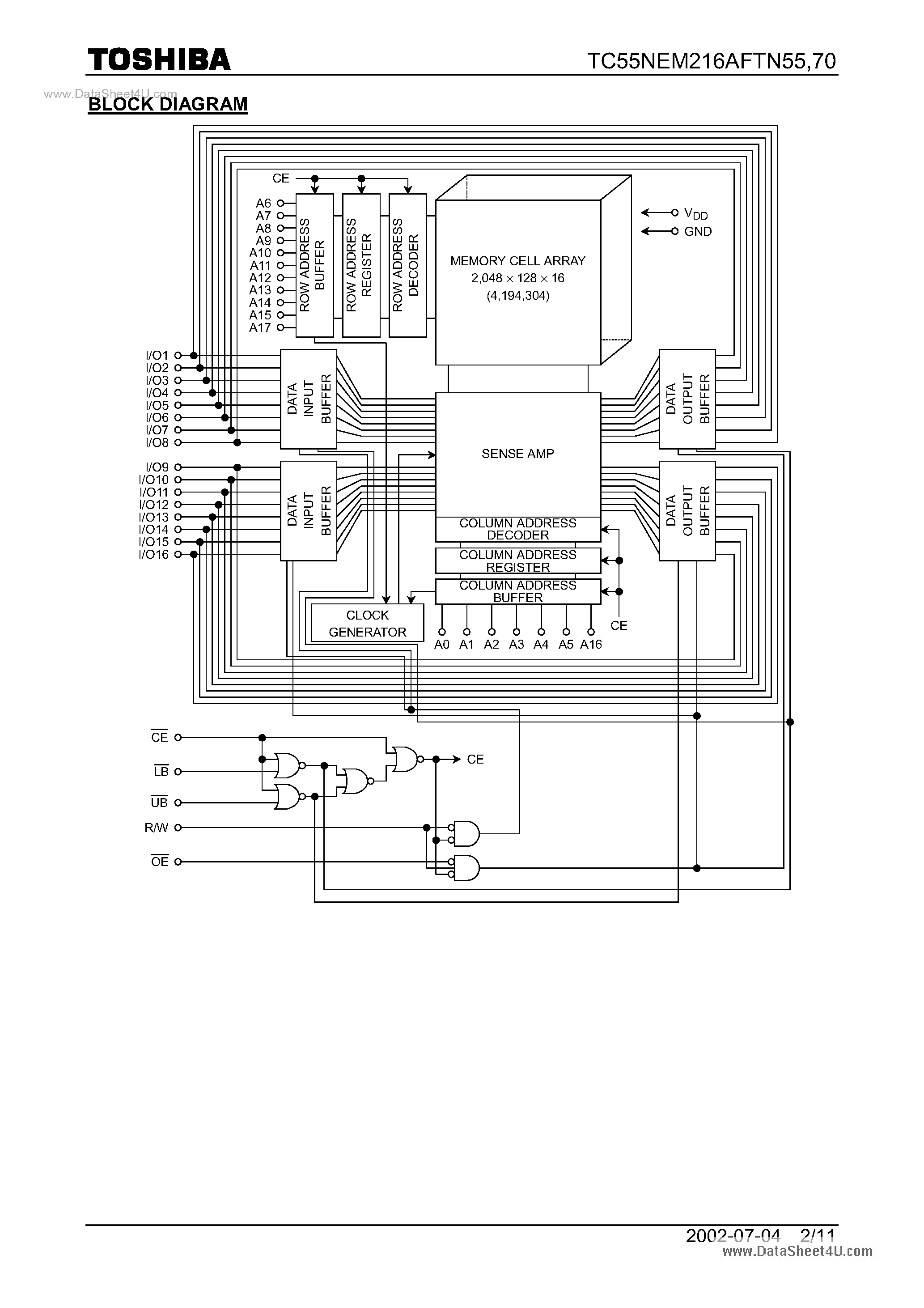 Datasheet TC55NEM216AFTN55 page 2 Datasheet TC55NEM216AFTN55 - (TC55NEM216AFTN55 / TC55NEM216AFTN77) MOS DIGITAL INTEGRATED CIRCUIT SILICON GATE CMOS page 2