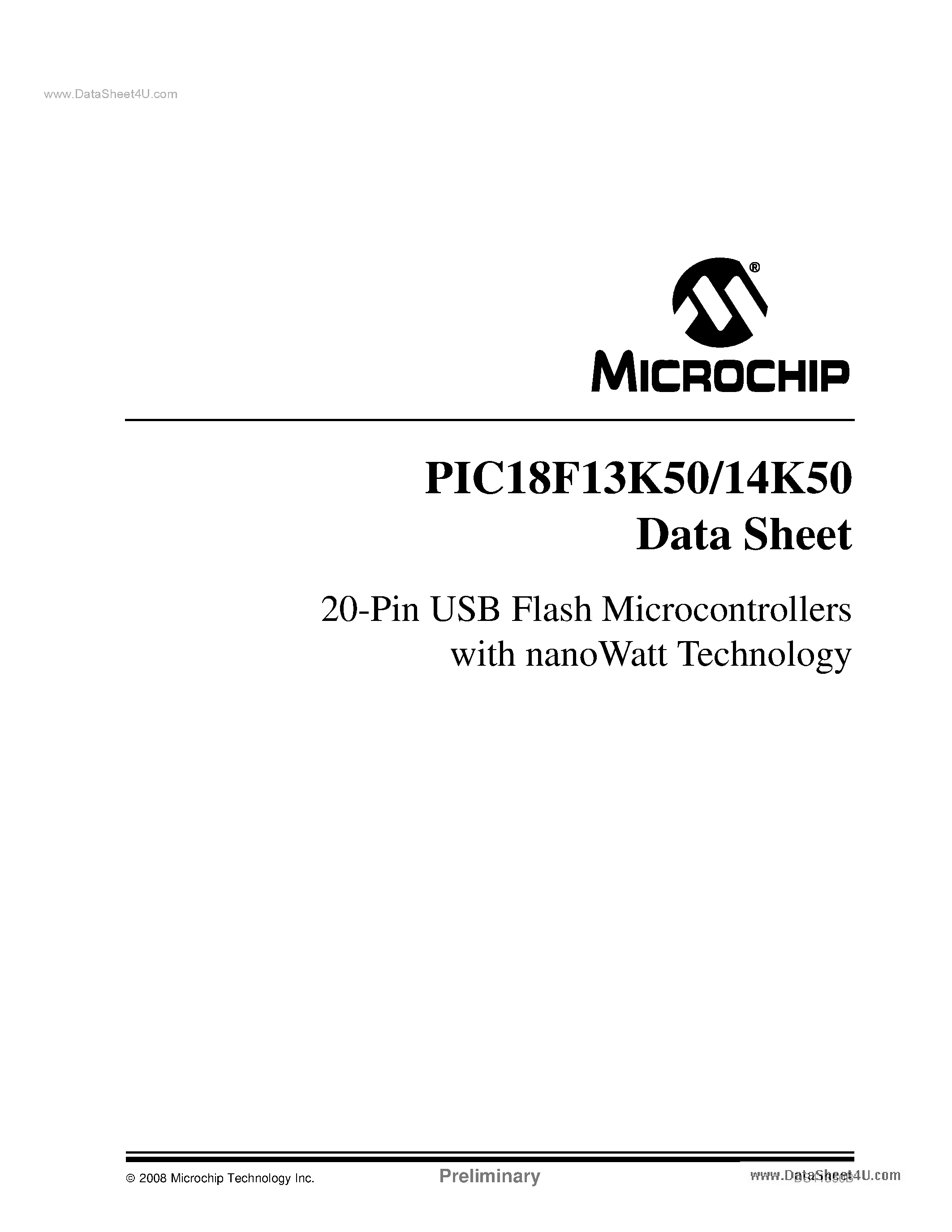 Даташит PIC18F14K50 - (PIC18F13K50 / PIC18F14K50) 8-bit PIC Microcontrollers страница 1