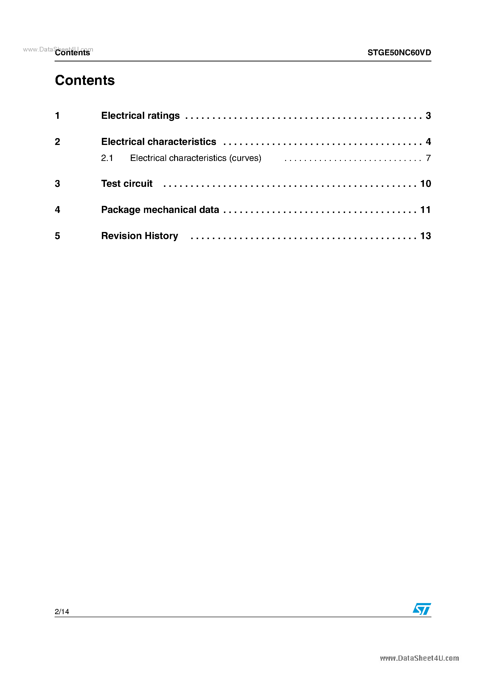 Datasheet STGE50NC60VD - N-channel 50A - 600V - ISOTOP Very fast PowerMESTM IGBT page 2