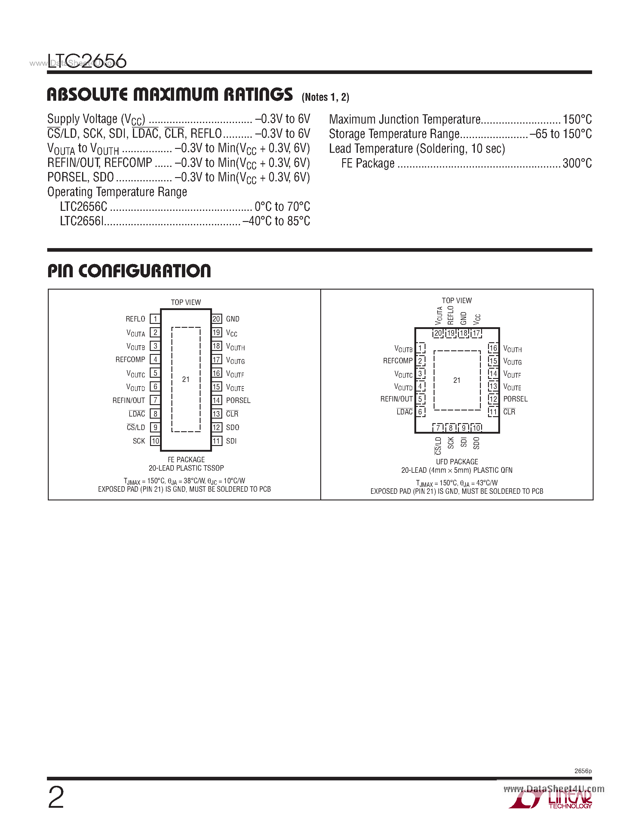 Datasheet LTC2656 - Octal 16-/12-Bit Rail-to-Rail DACs page 2