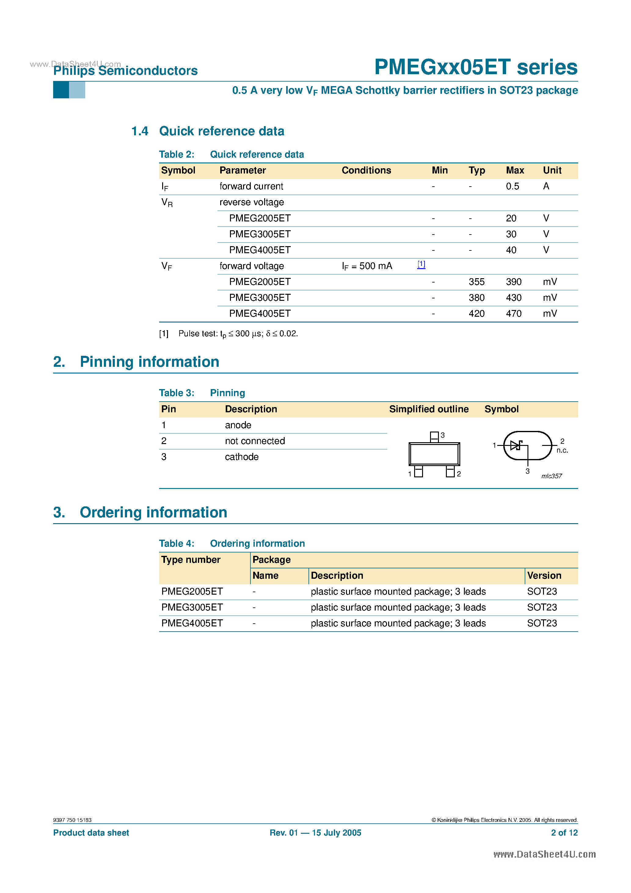 Datasheet PMEG2005ET - (PMEGxx05ET) Low VCEsat (BISS) transistors page 2