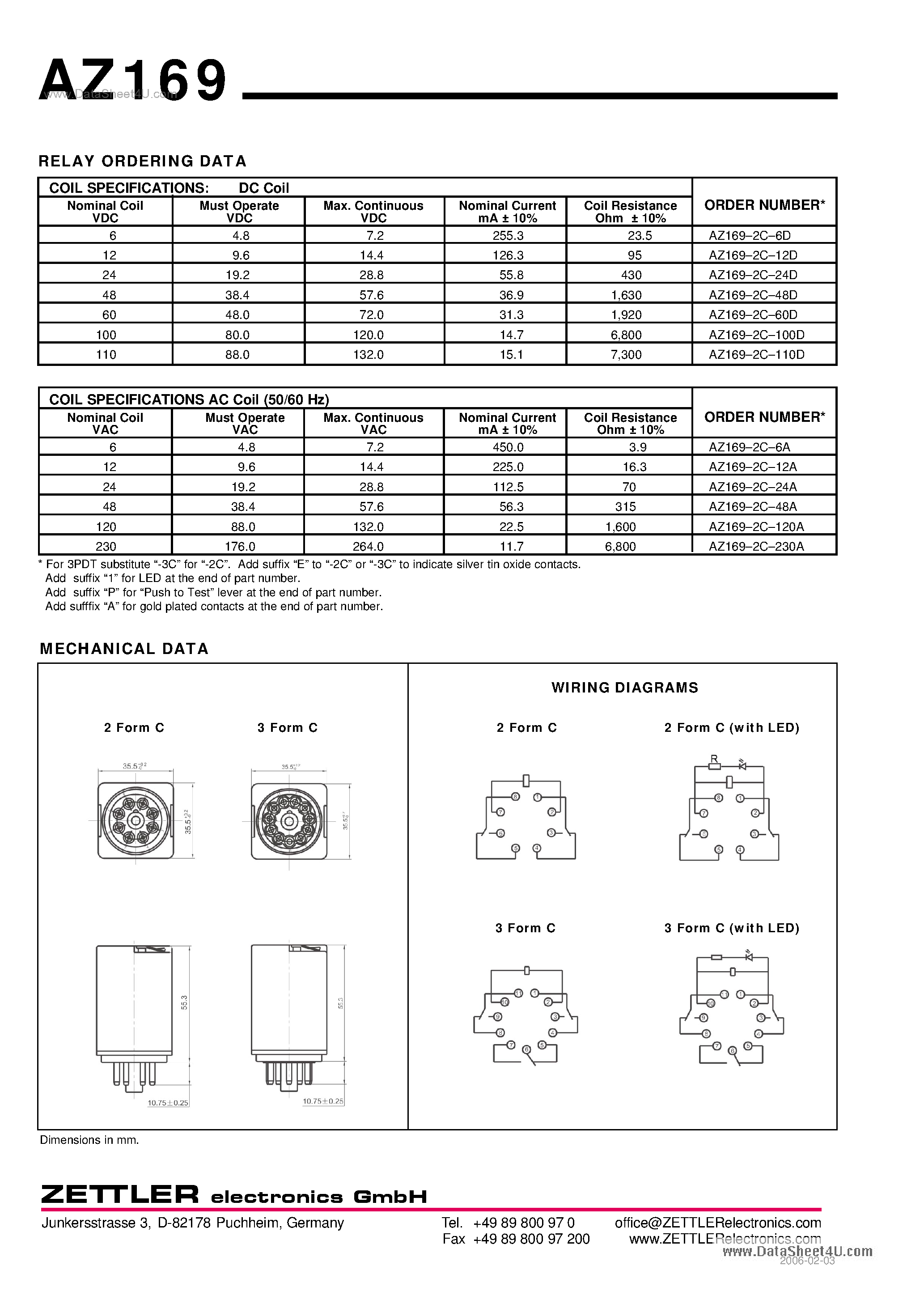 Даташит на микросхему AZ169 страница 2 Даташит AZ169 - MINIATURE POWER RELAY страница 2
