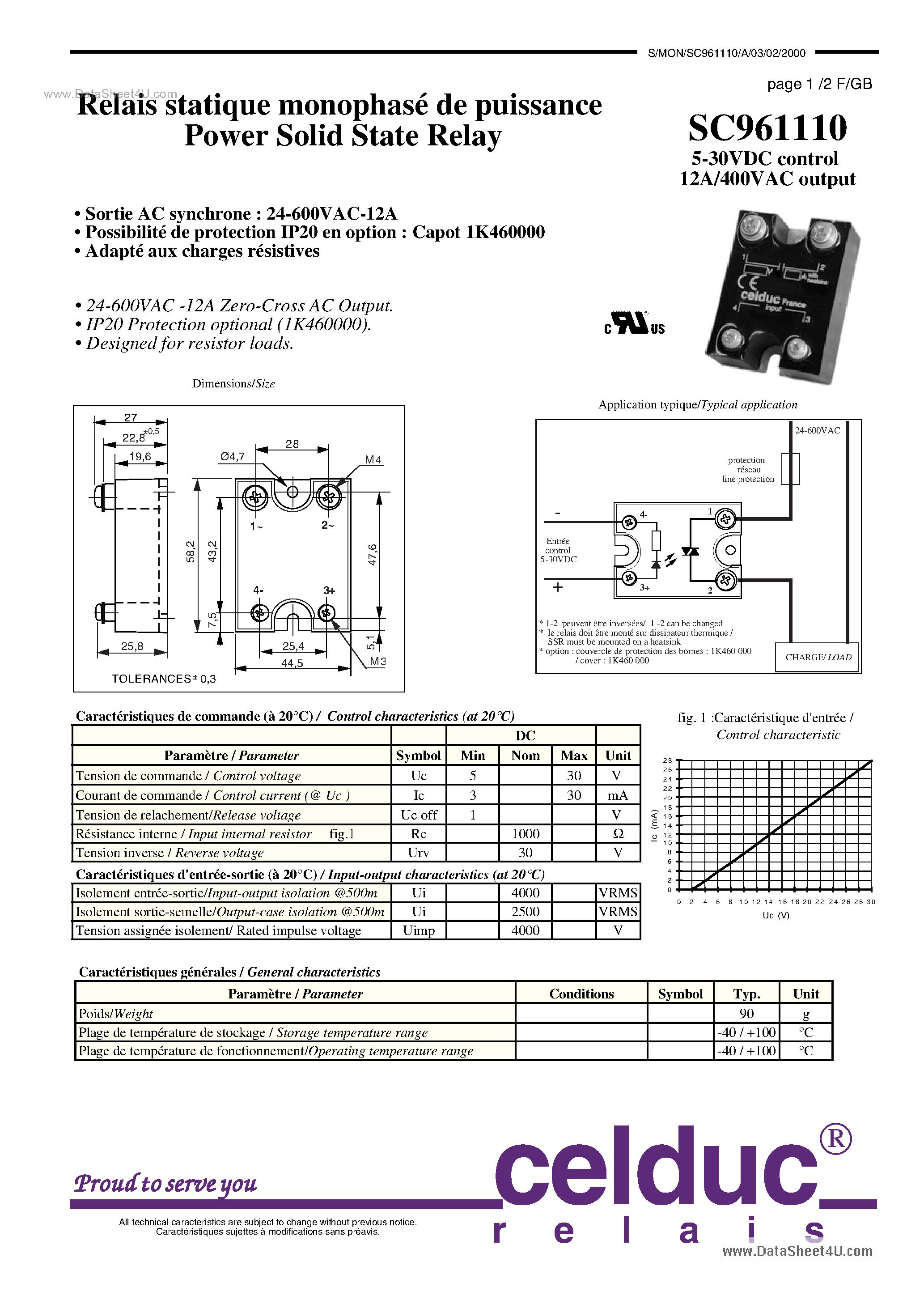 Datasheet SC961110 - Power Solid State Relay page 1