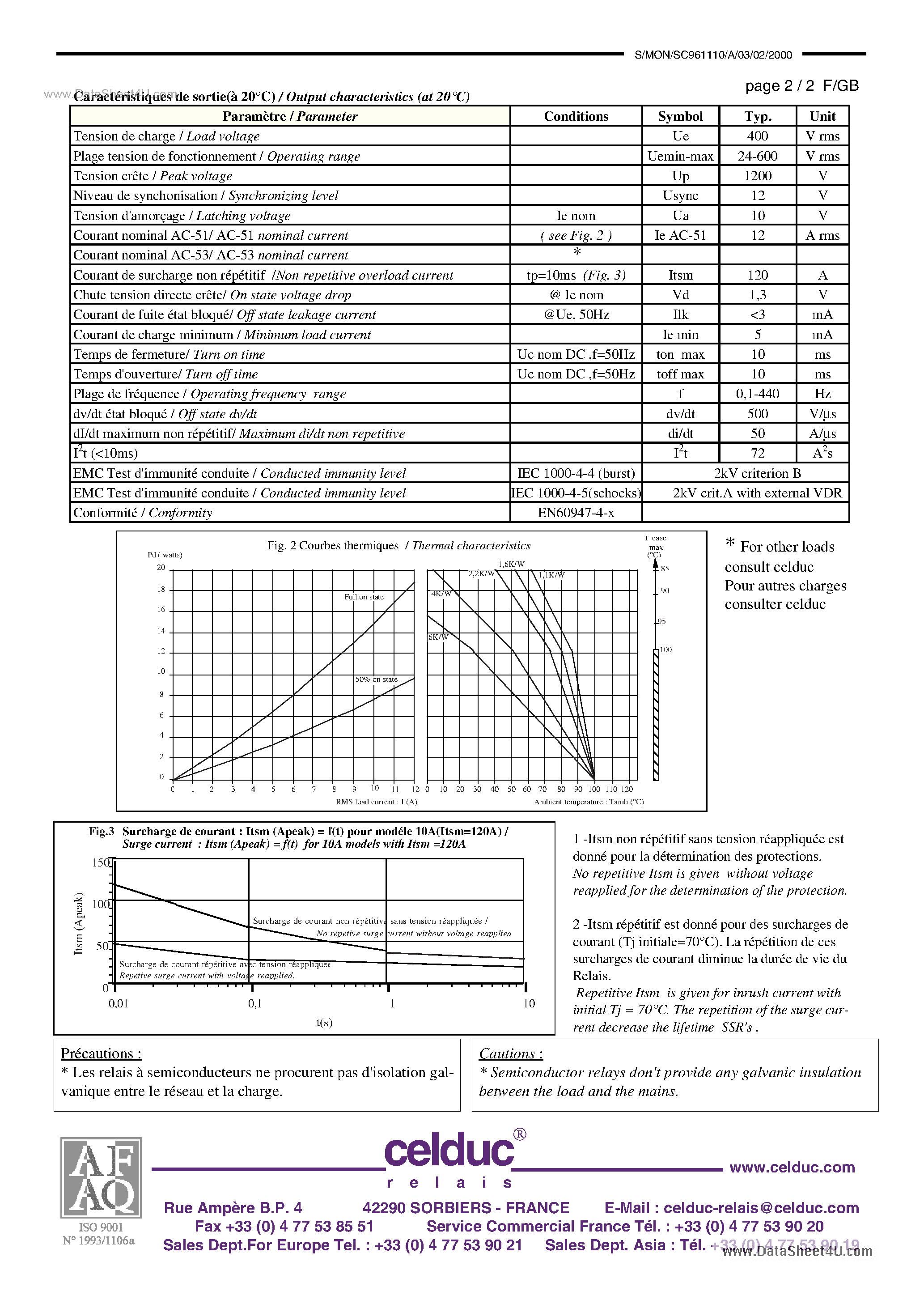 Datasheet SC961110 - Power Solid State Relay page 2