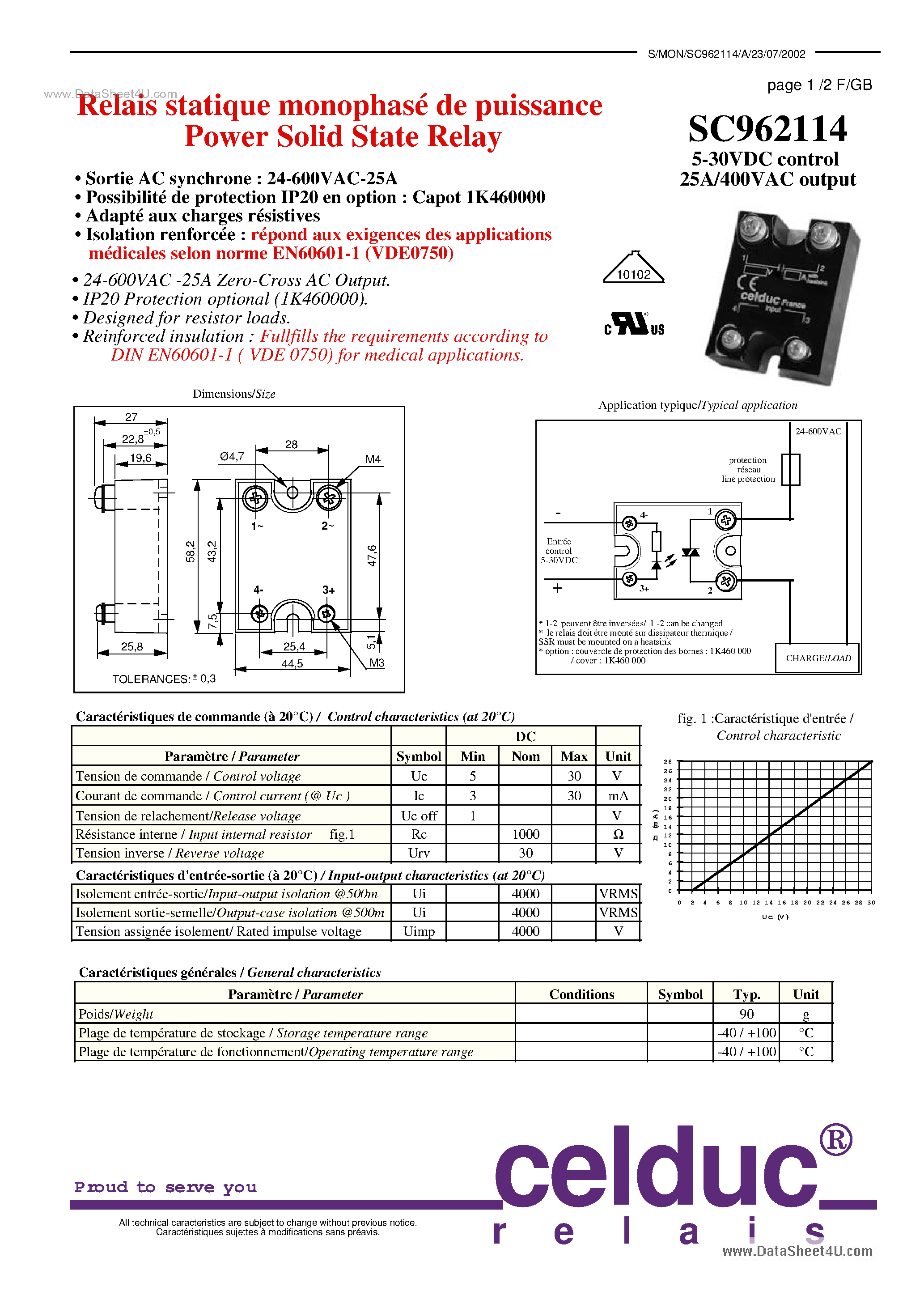 Datasheet SC962114 page 1 Datasheet SC962114 - Power Solid State Relay page 1