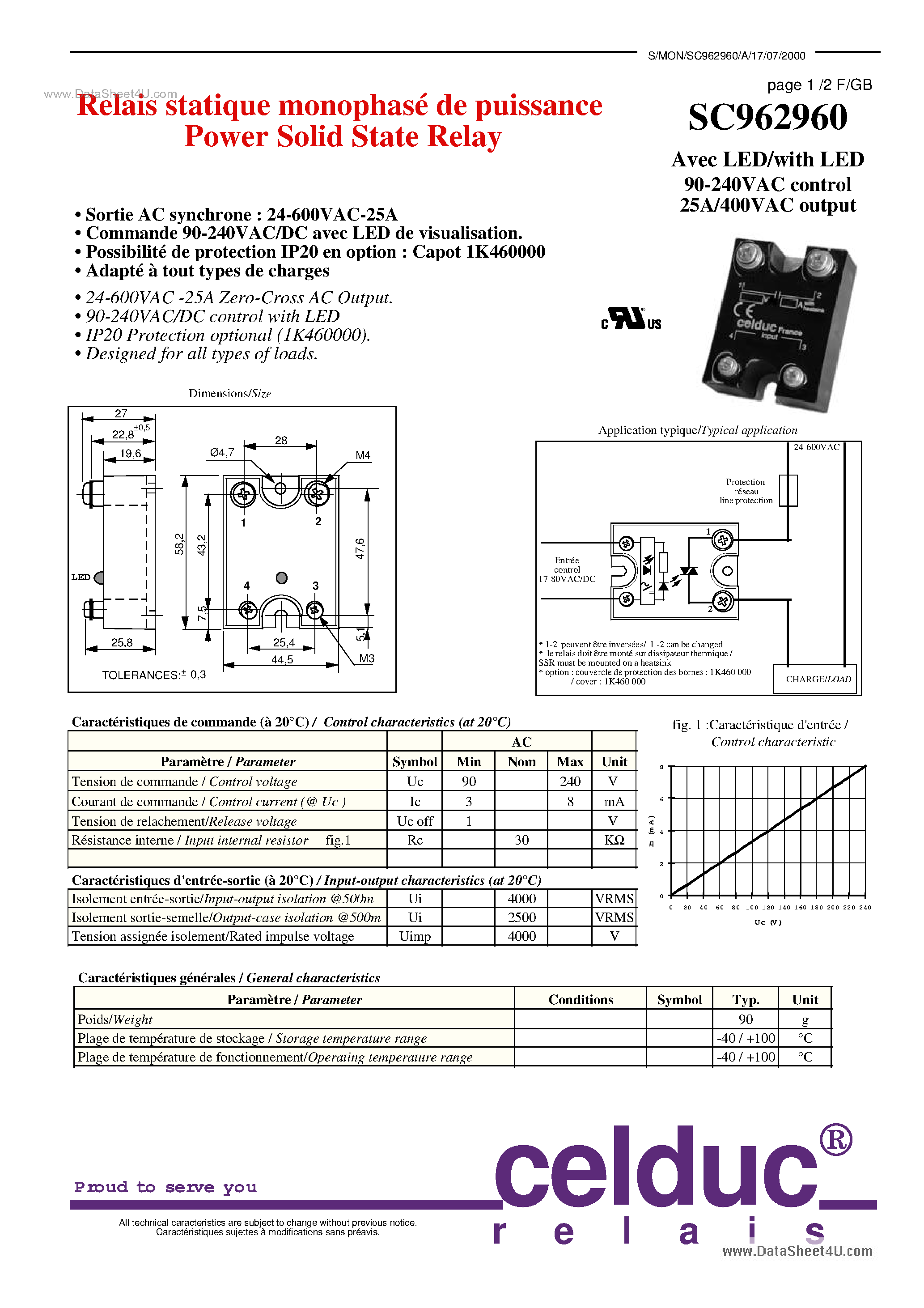 Datasheet SC962960 page 1 Datasheet SC962960 - Power Solid State Relay page 1