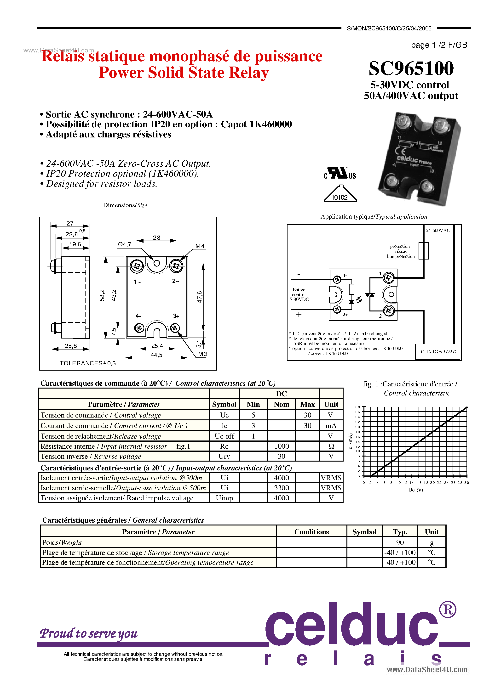 Datasheet SC965100 - Power Solid State Relay page 1