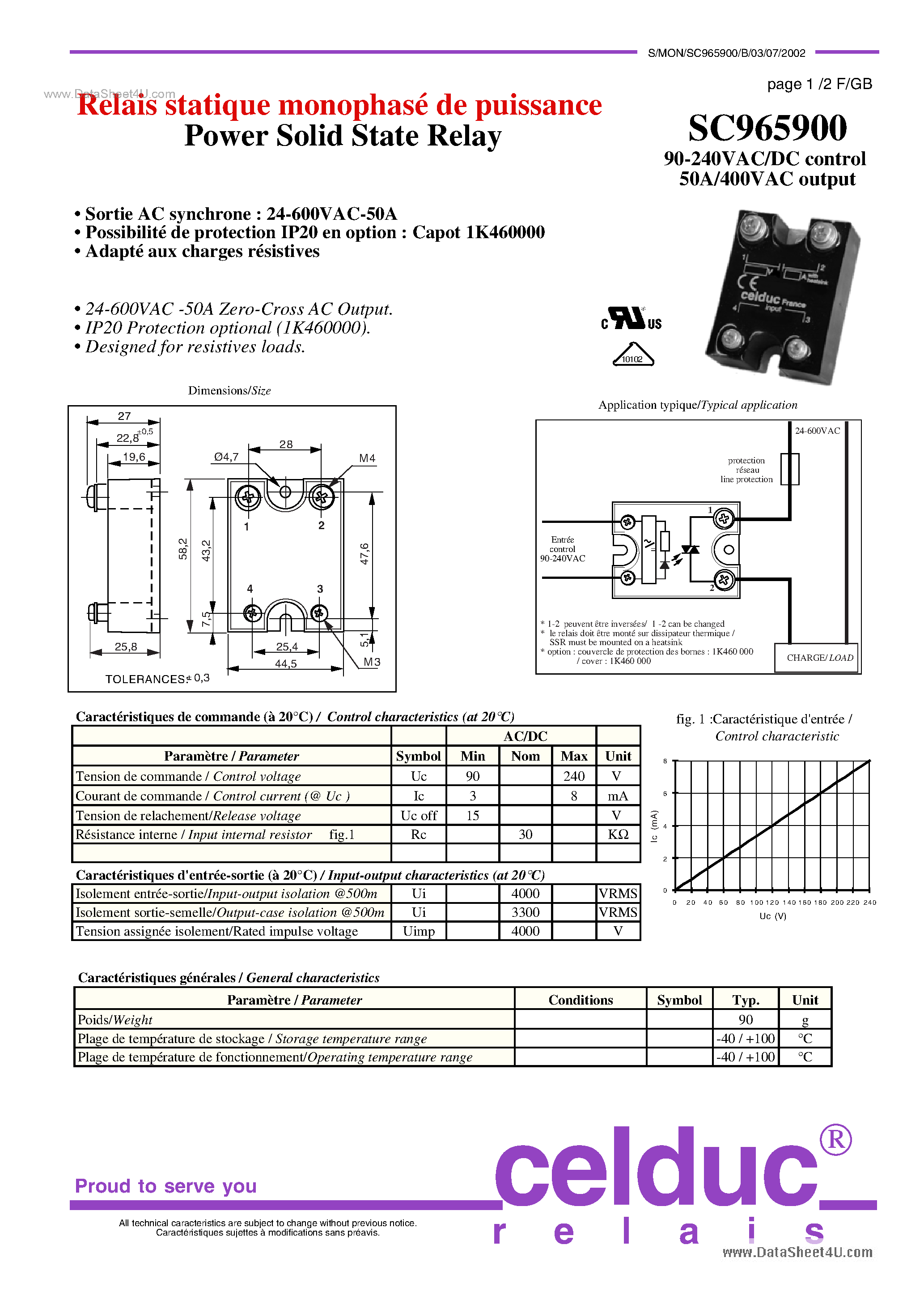 Datasheet SC965900 - Power Solid State Relay page 1