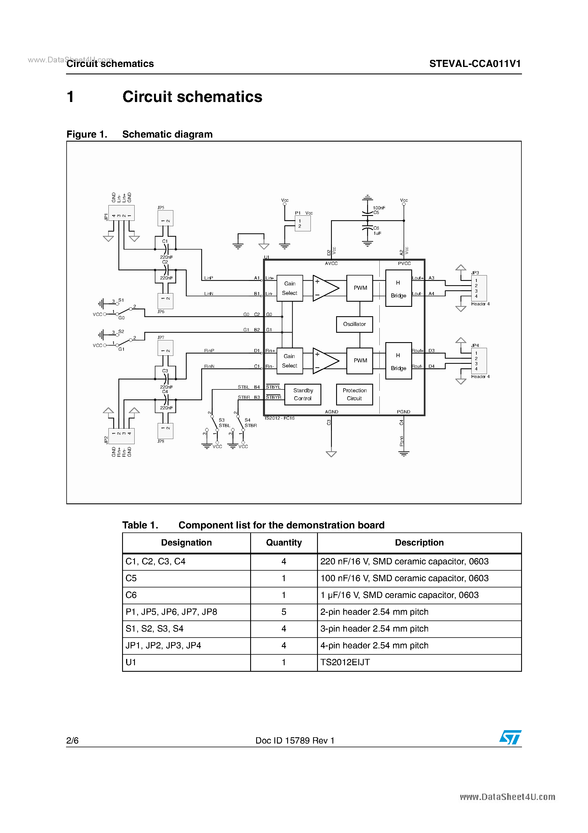 Datasheet STEVAL-CCA011V1 page 2 Datasheet STEVAL-CCA011V1 - Product Evaluation Boards page 2