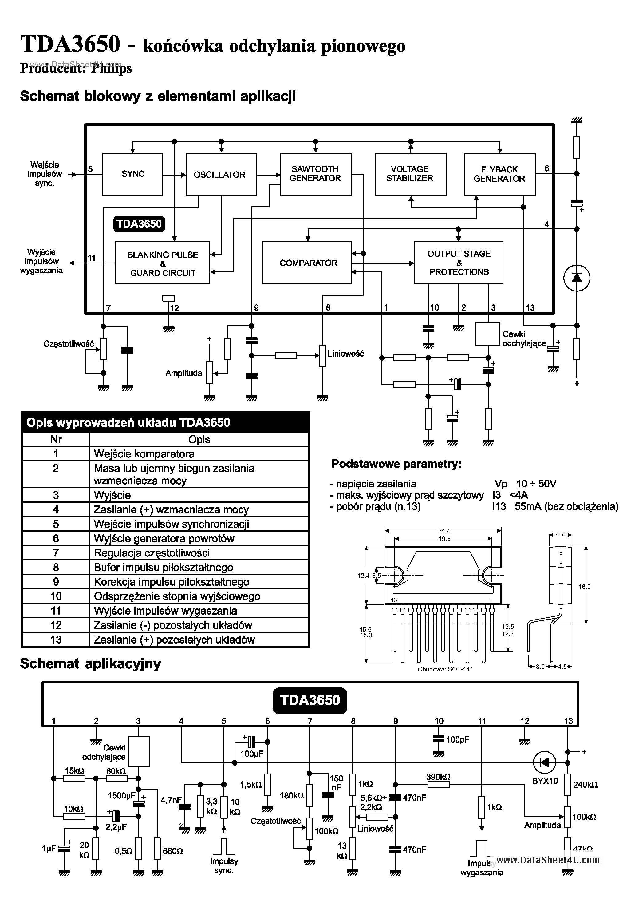 Datasheet tda3650 page 1 Datasheet tda3650 - tda3650 page 1