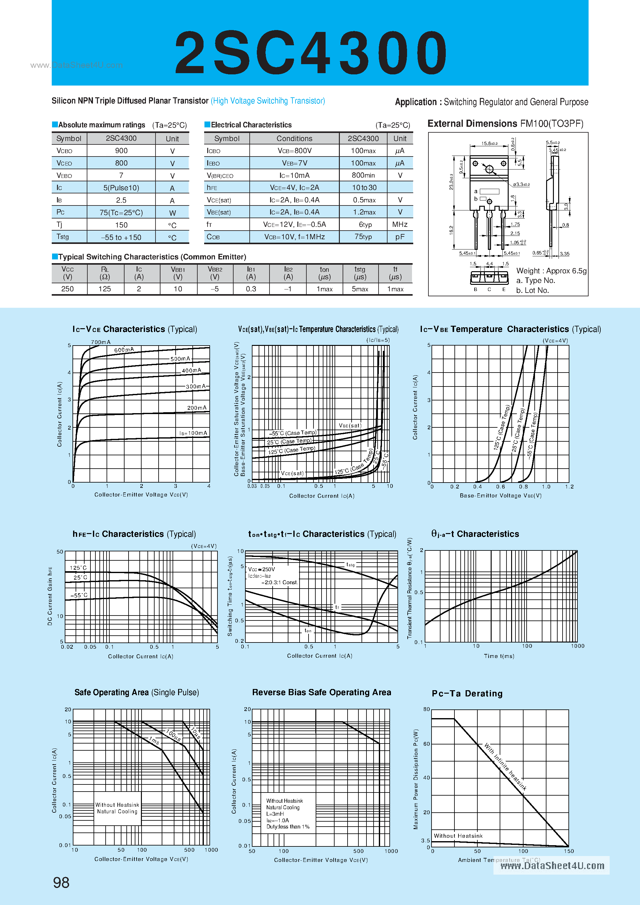 Datasheet C4300 page 1 Datasheet C4300 - Search -----> 2SC4300 page 1