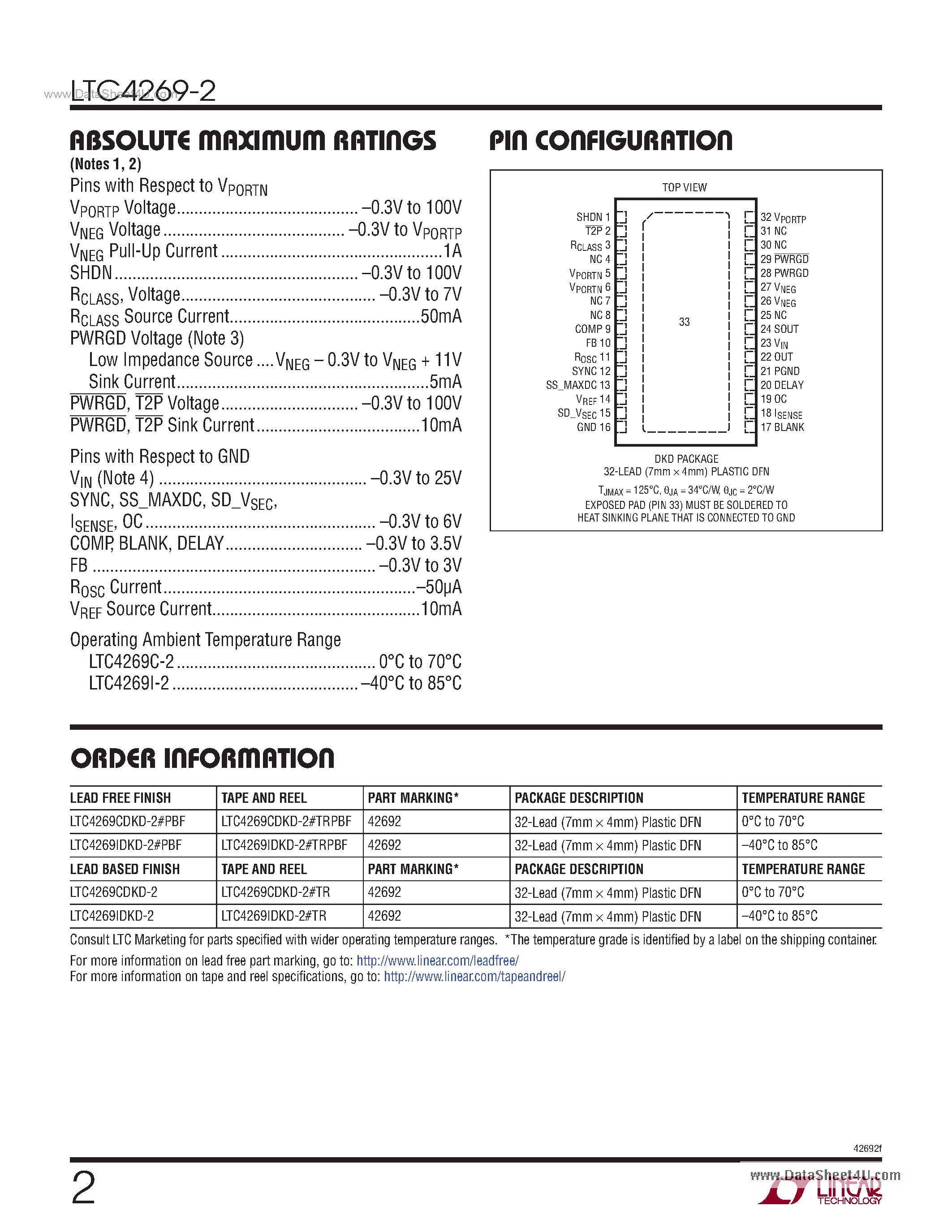 Datasheet LTC4269-2 - IEEE 802.3 At High Power PD And Synchronous Forward Controller page 2