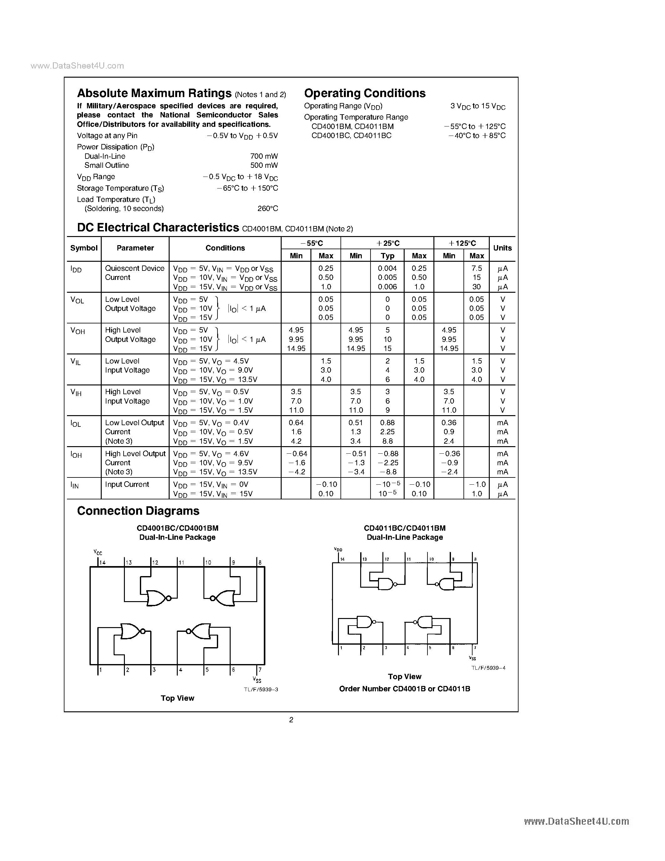 Даташит D4001BC - Search -----> CD4001BC страница 2