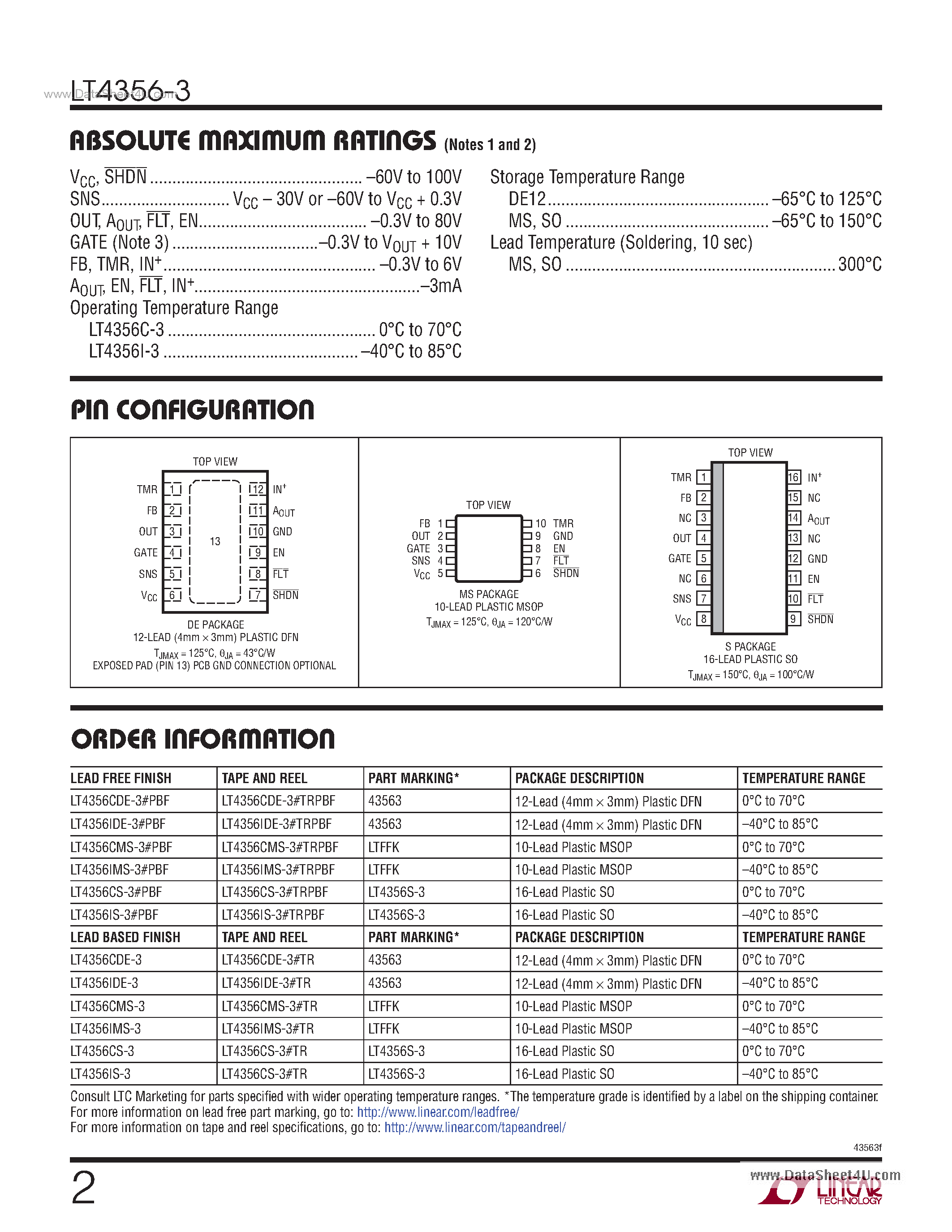 Datasheet LT4356-3 - Surge Stopper page 2