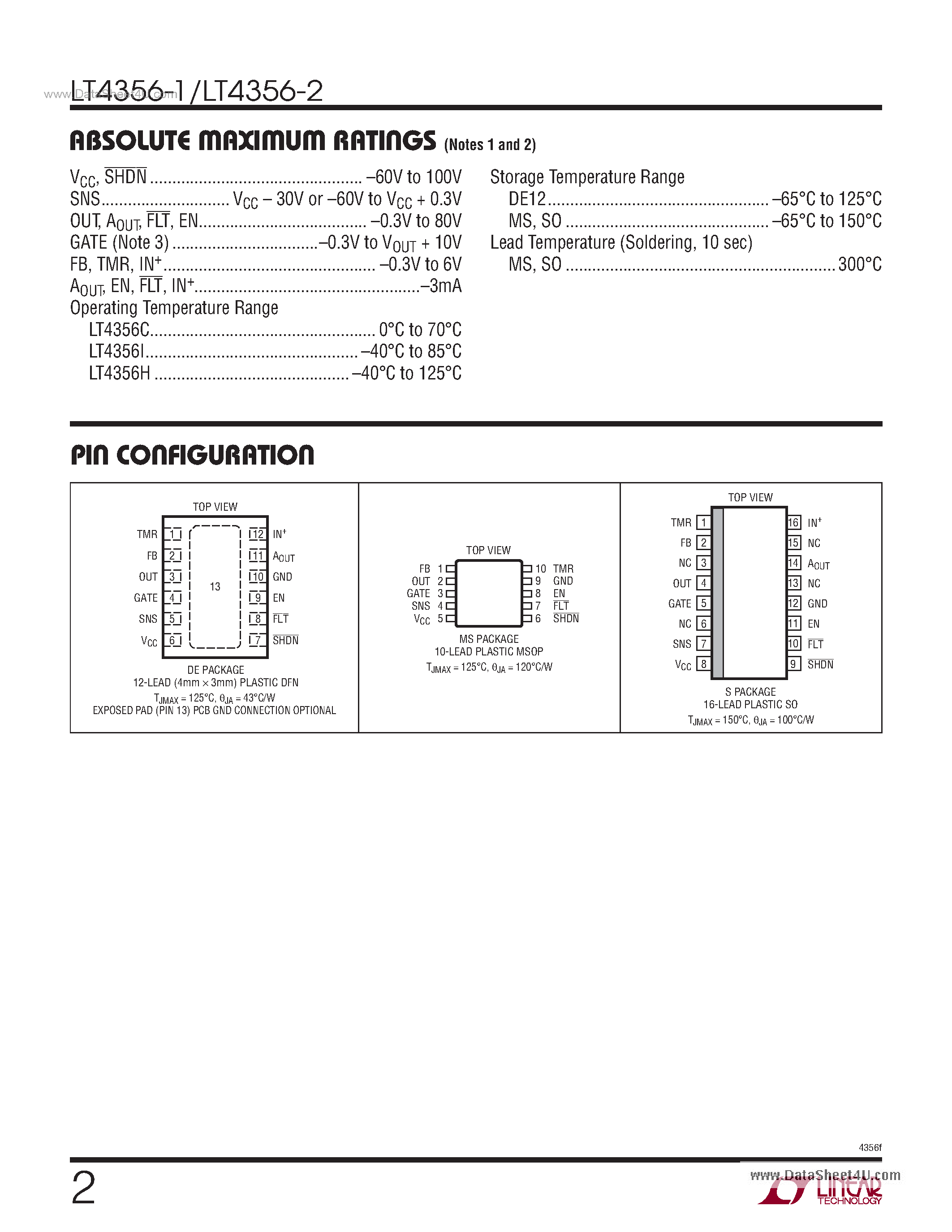 Datasheet LT4356-2 - Surge Stopper page 2